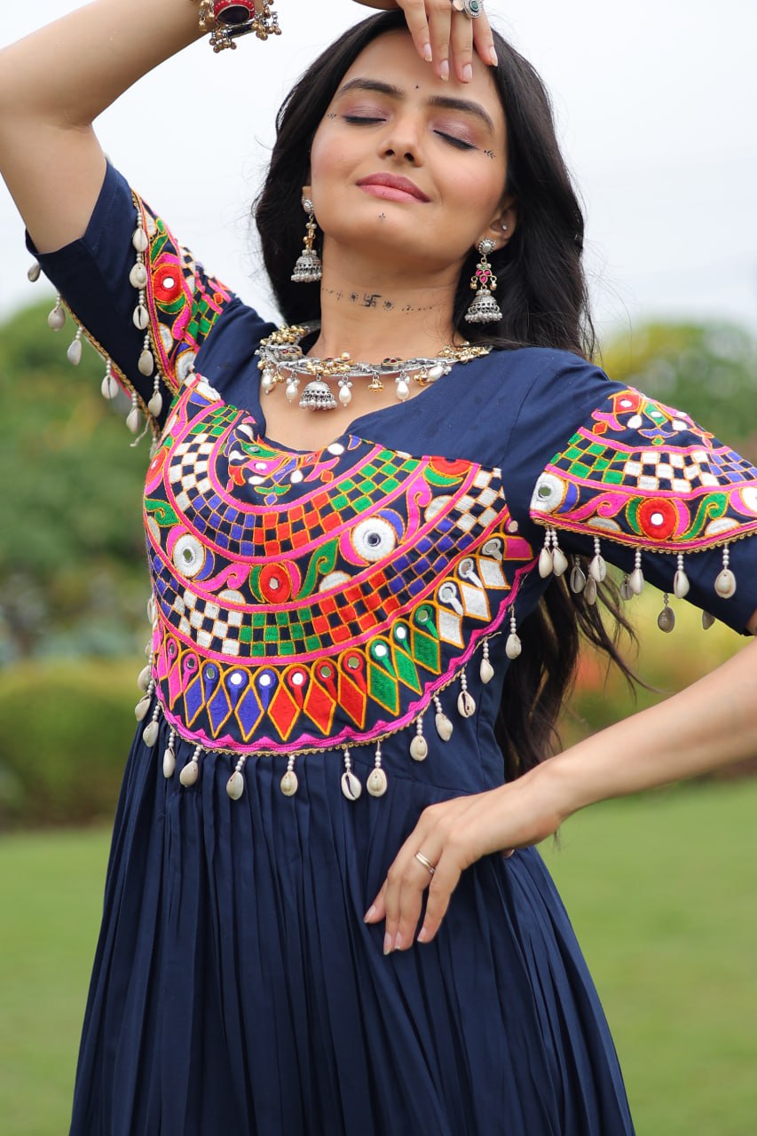 Rayon Gown with Kutchi Gamthi Work