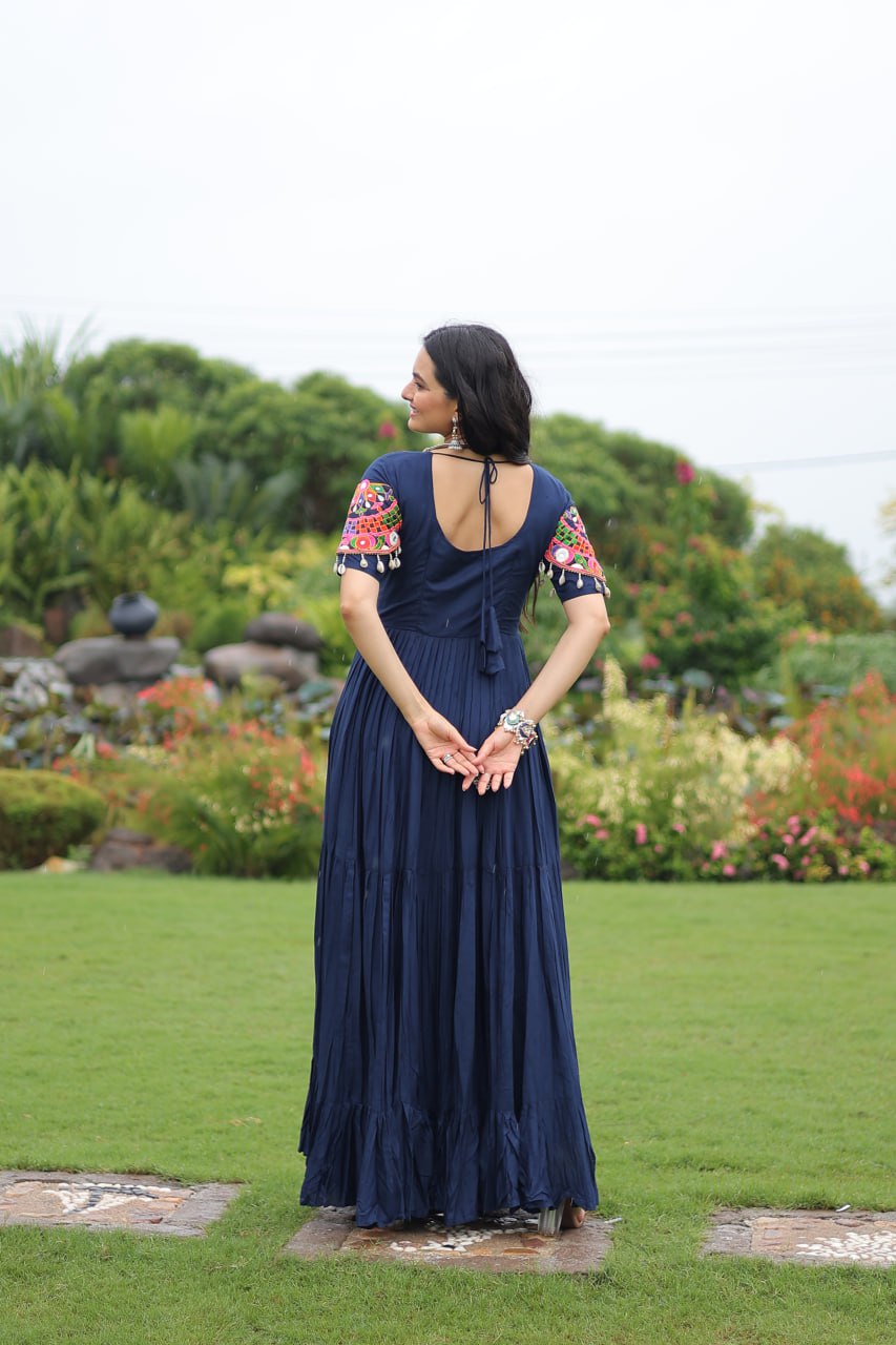 Rayon Gown with Kutchi Gamthi Work