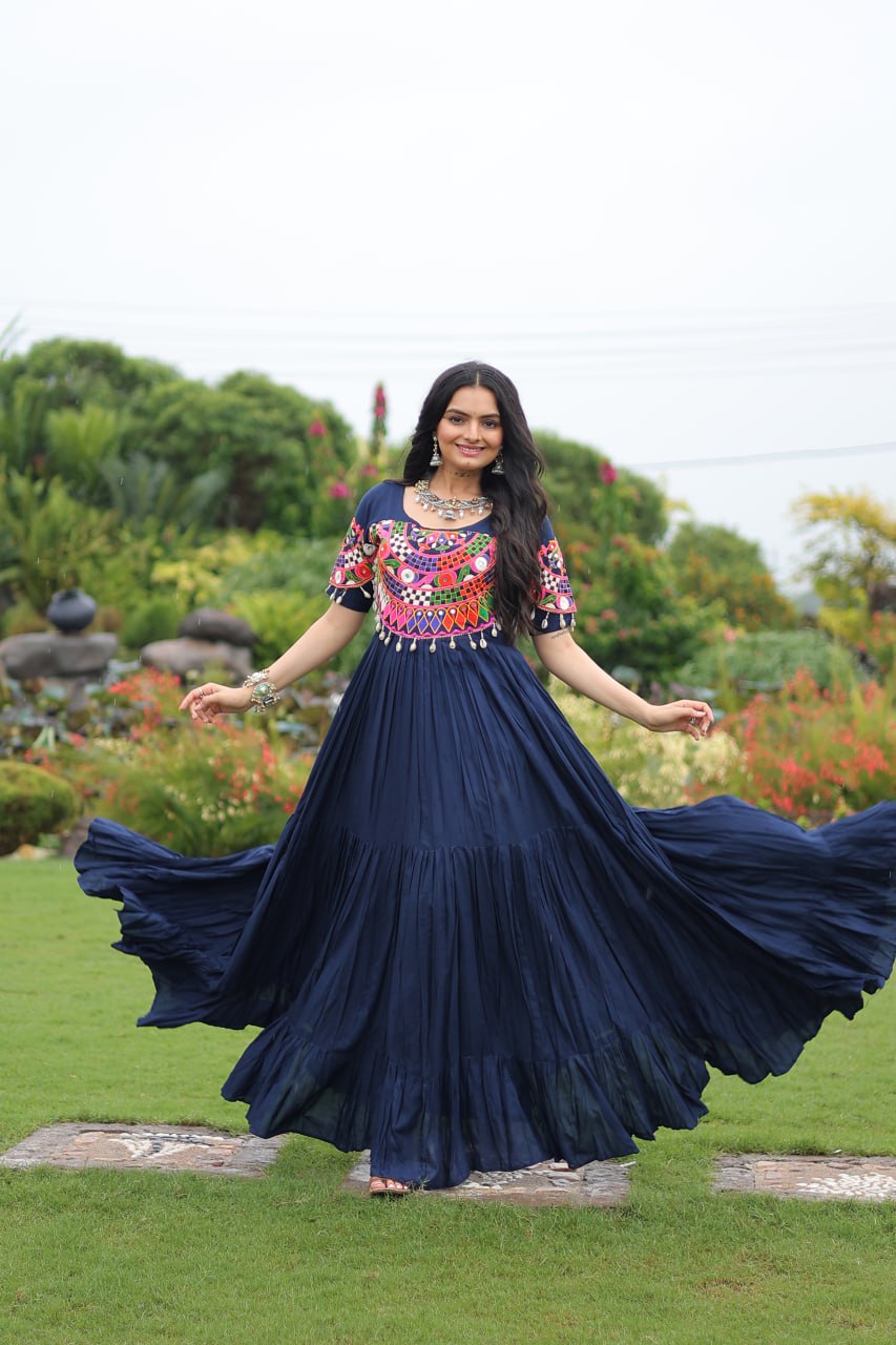 Rayon Gown with Kutchi Gamthi Work