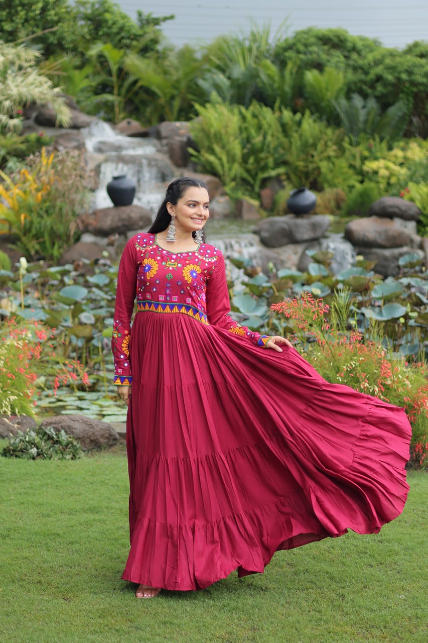 Rayon Gown with Kutchi Gamthi work
