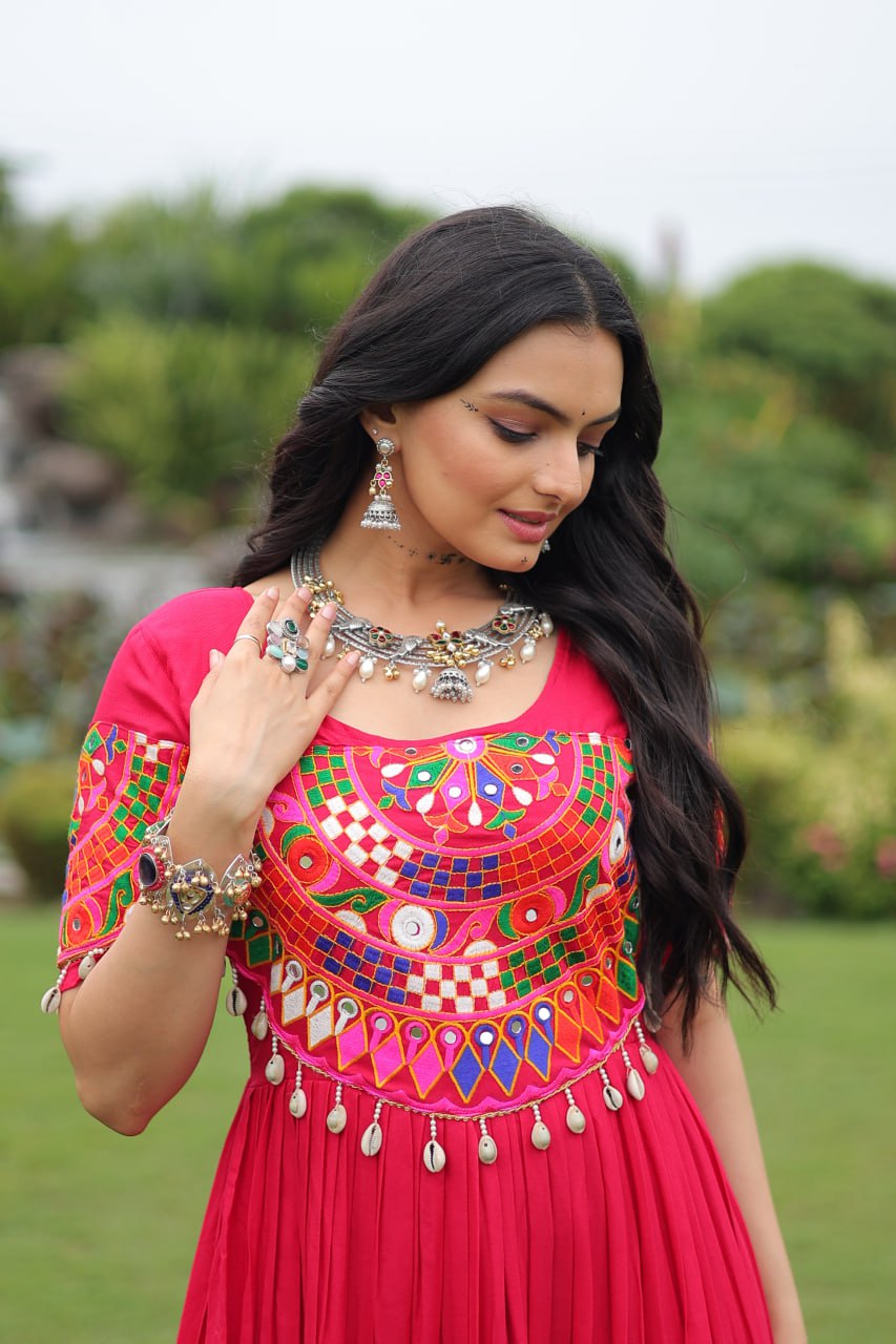 Rayon Gown with Kutchi Gamthi Work