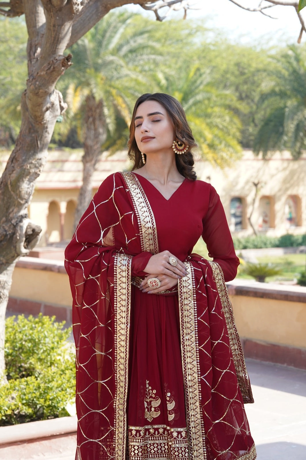 Elegant and beautiful Gown with Zari, Sequins and threadwork