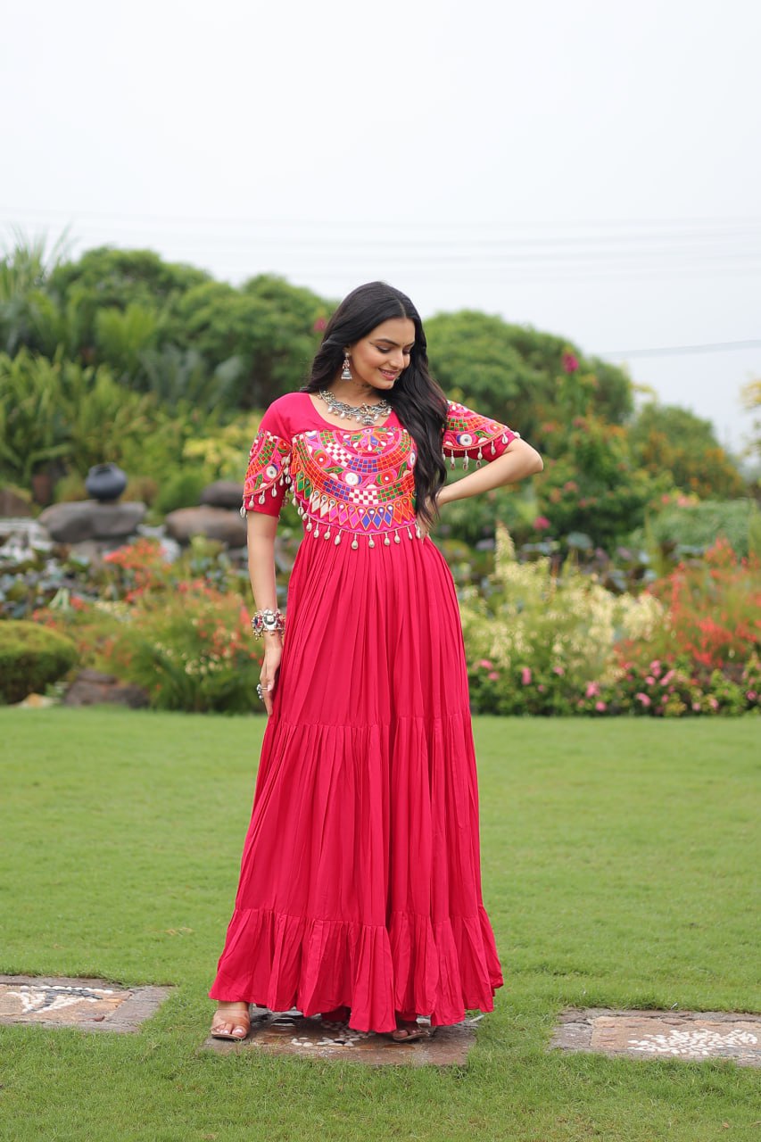 Rayon Gown with Kutchi Gamthi Work