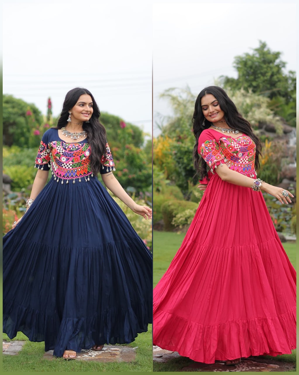 Rayon Gown with Kutchi Gamthi Work