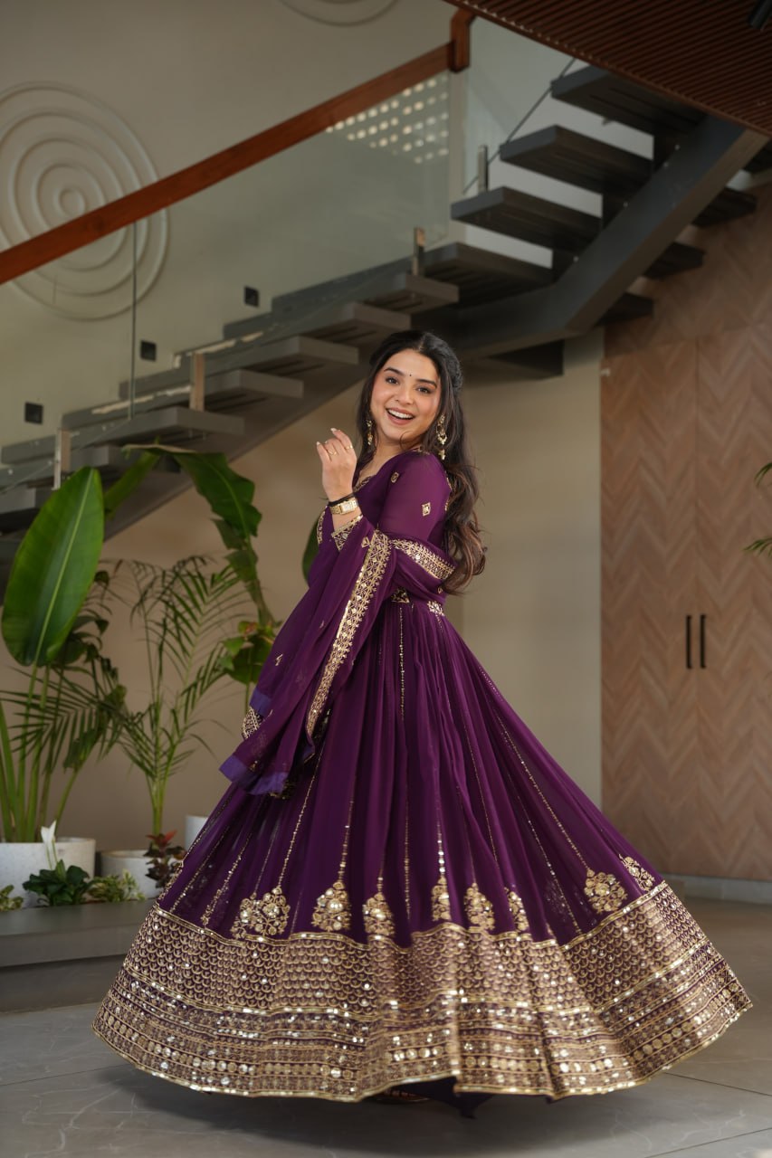 Faux Blooming Designer Gown with Rich Zari & Sequins Embroidered Work