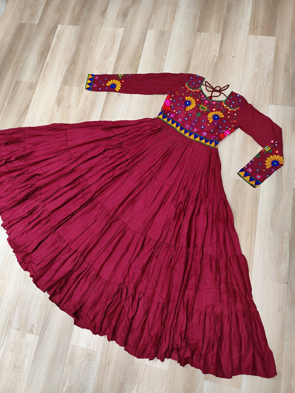 Rayon Gown with Kutchi Gamthi work