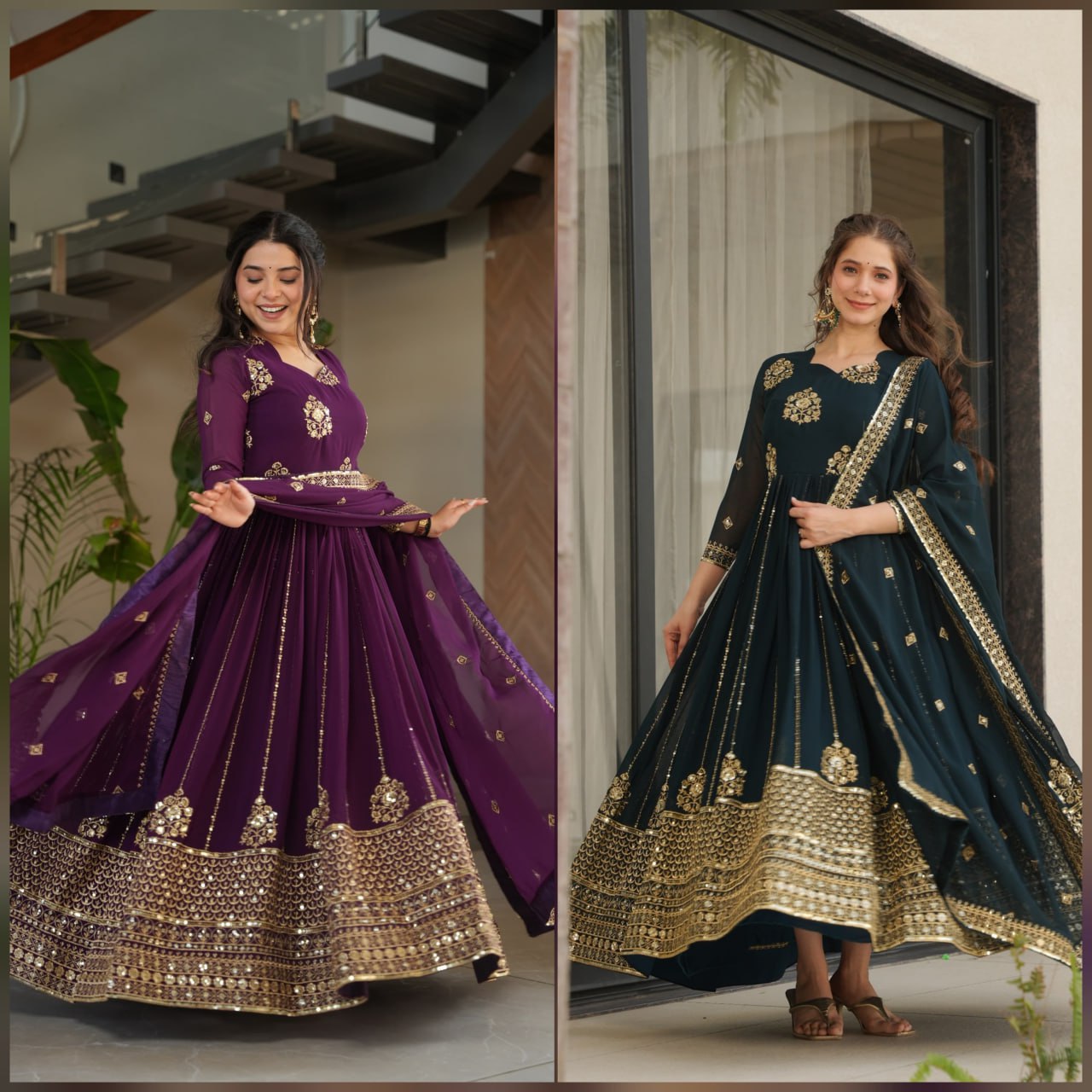 Faux Blooming Designer Gown with Rich Zari & Sequins Embroidered Work