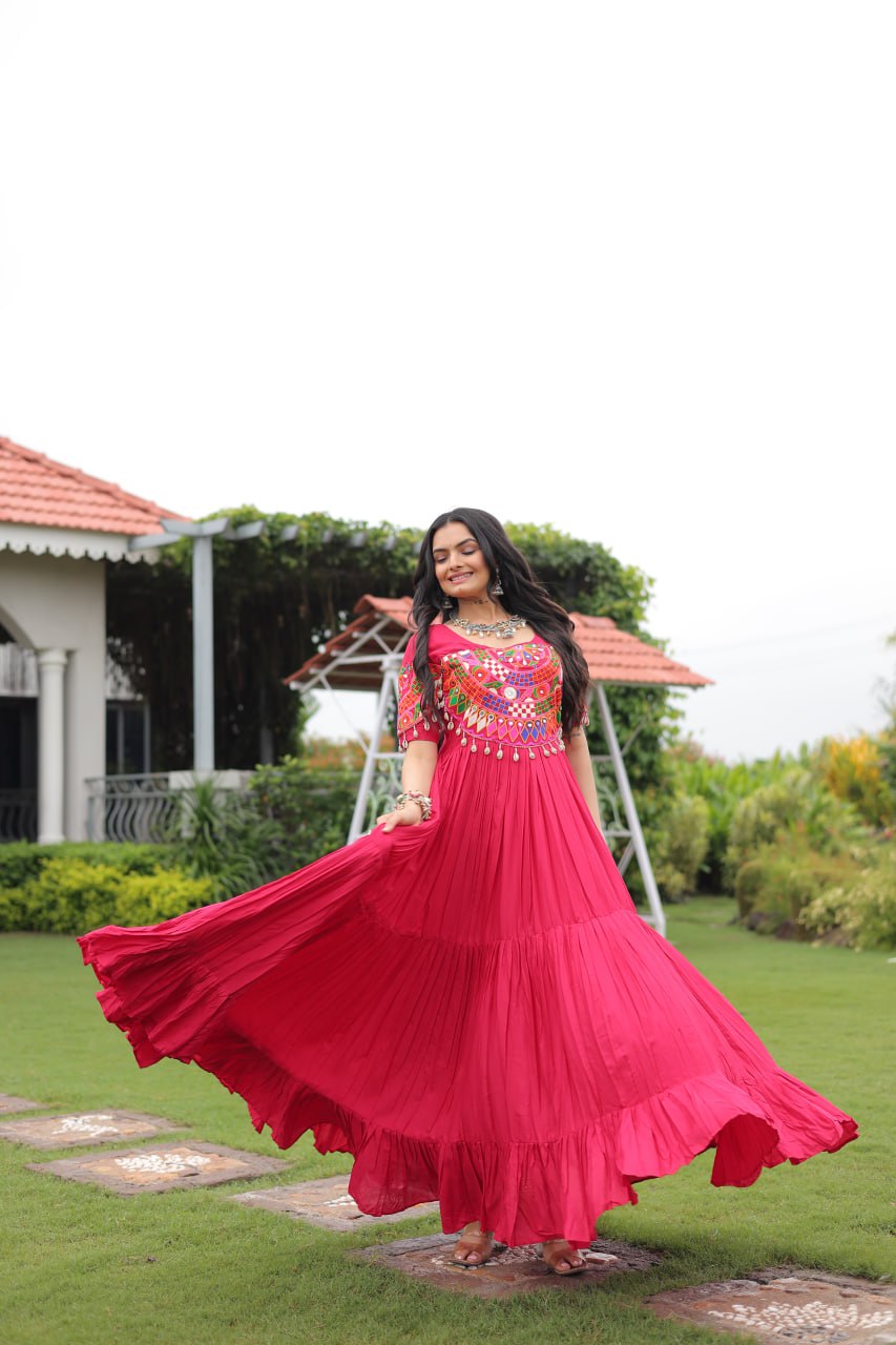 Rayon Gown with Kutchi Gamthi Work
