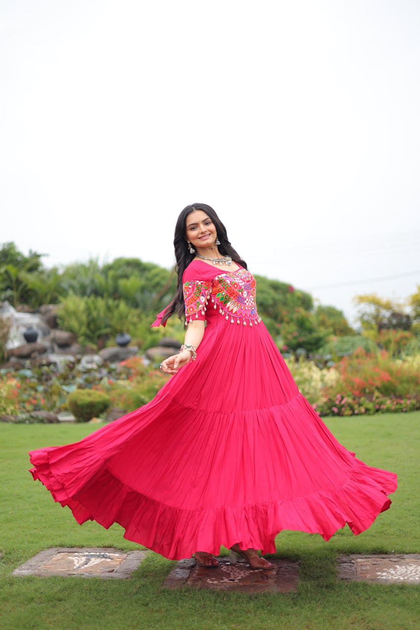 Rayon Gown with Kutchi Gamthi Work