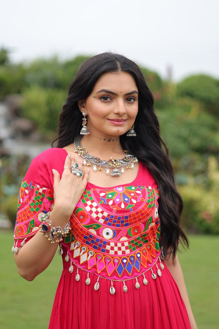 Rayon Gown with Kutchi Gamthi Work