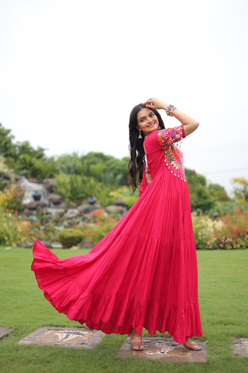 Rayon Gown with Kutchi Gamthi Work