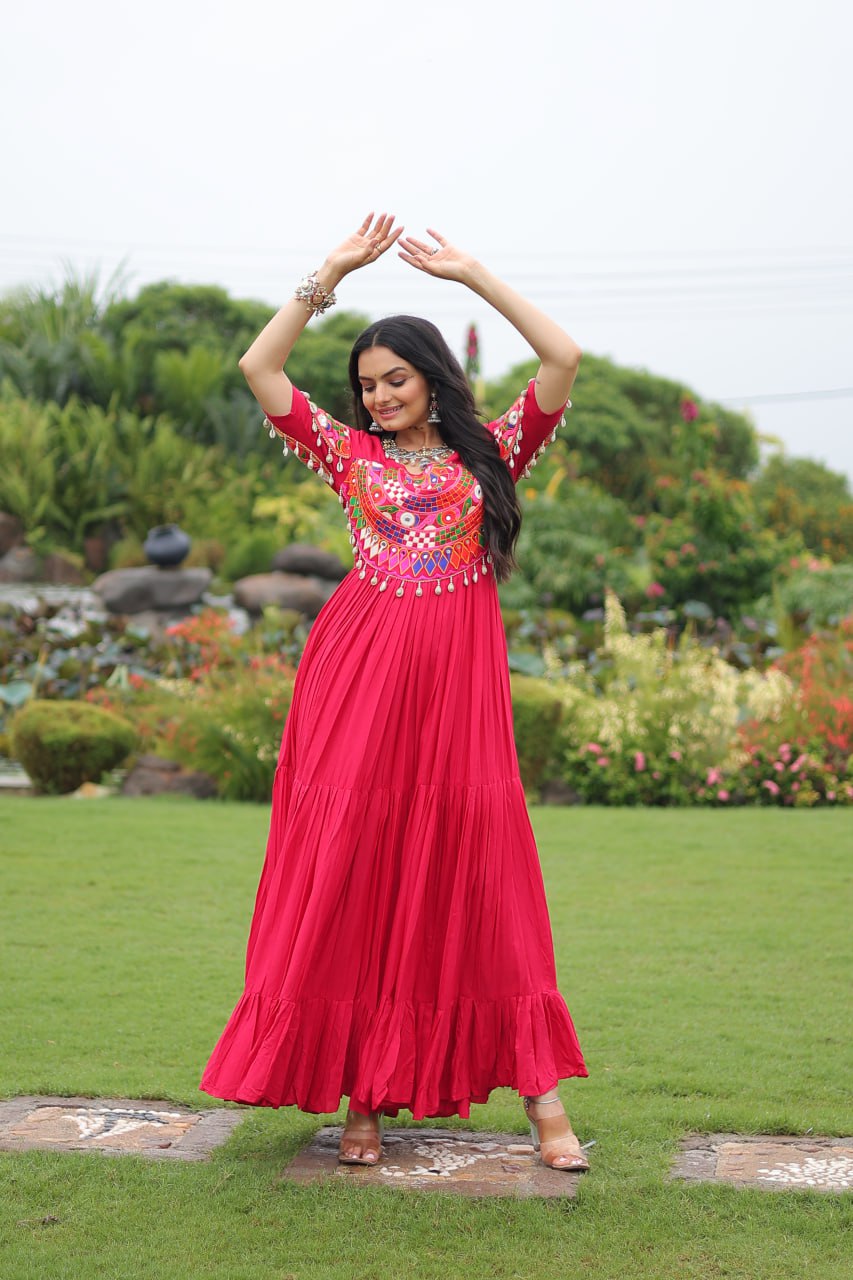 Rayon Gown with Kutchi Gamthi Work