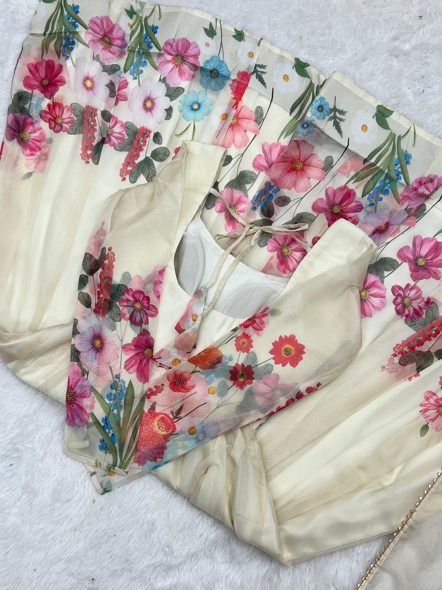 Organza Anarkali with handwork