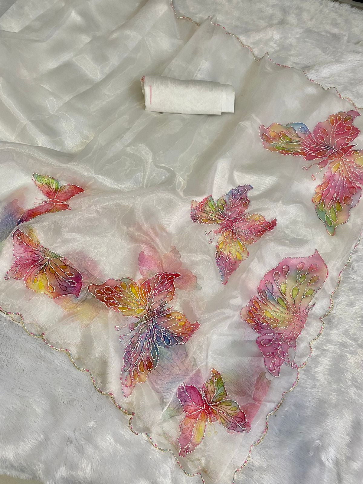 Butterfly organza Saree