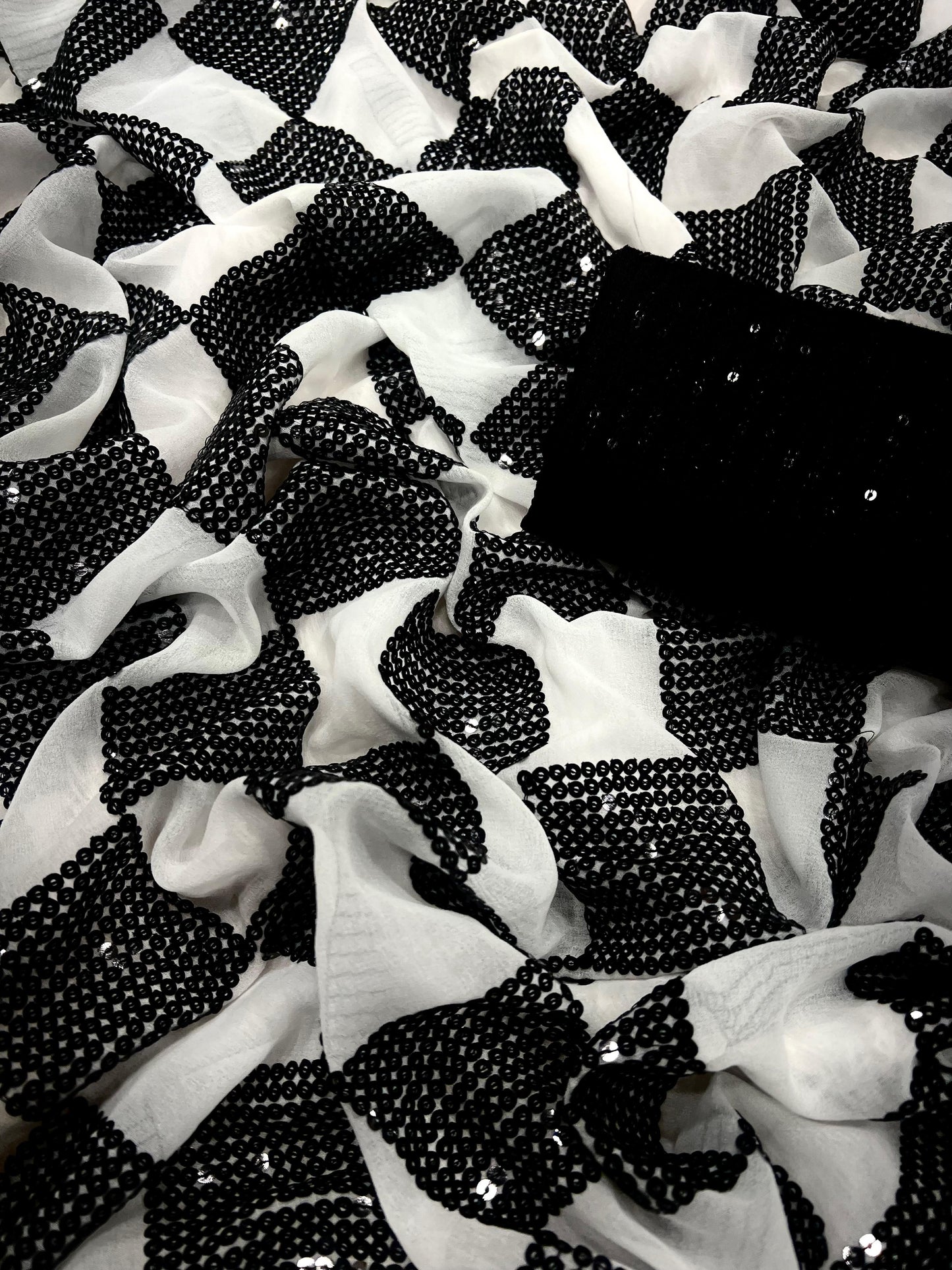 Sharvari inspired black and white sequins saree