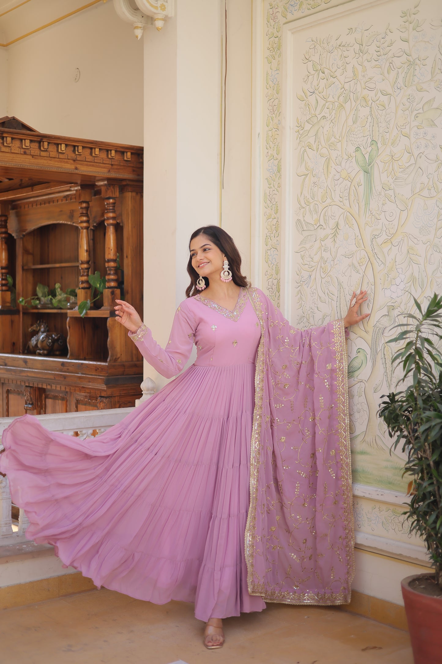 Unique color elegant and flared gown