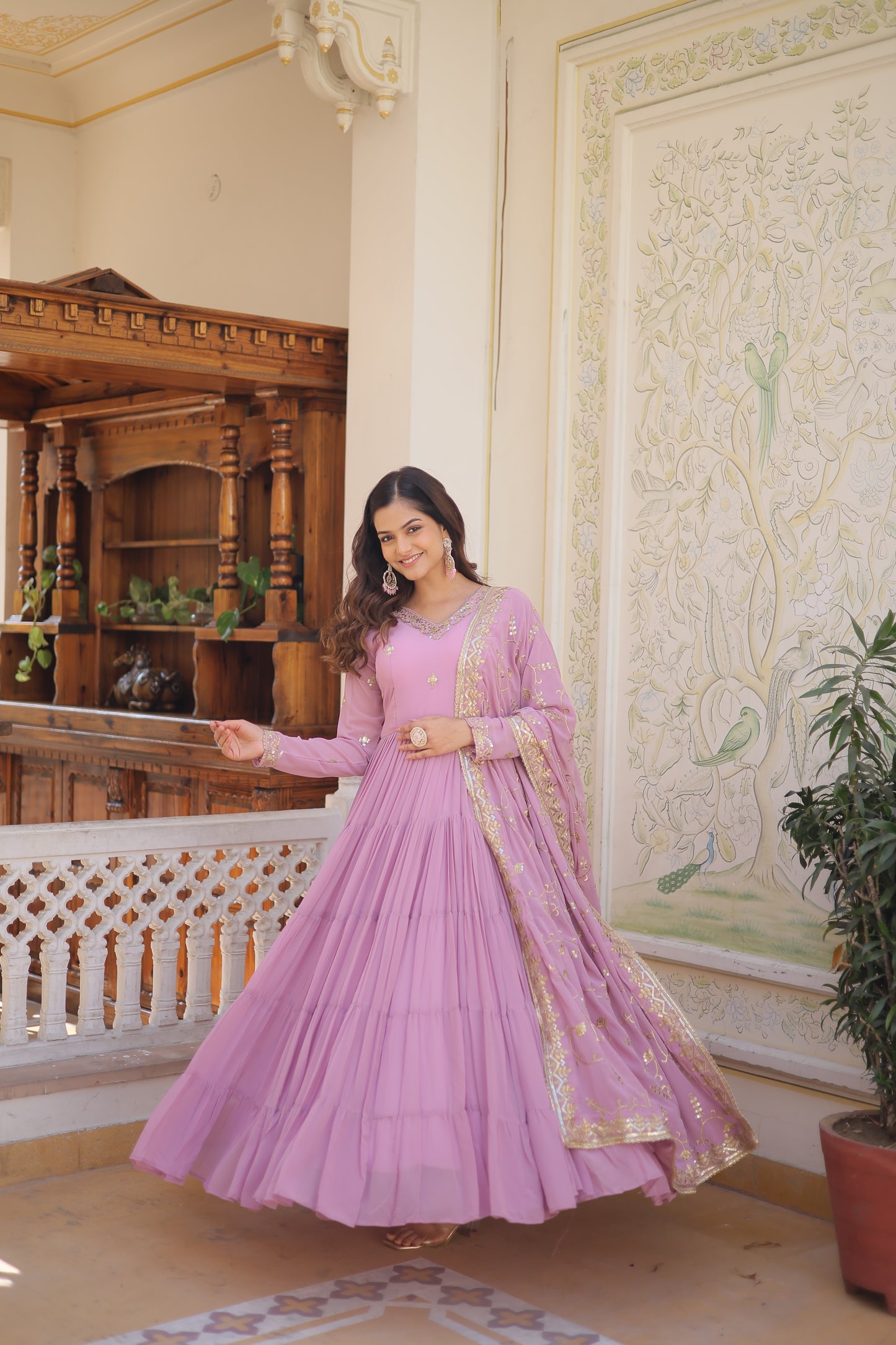 Unique color elegant and flared gown