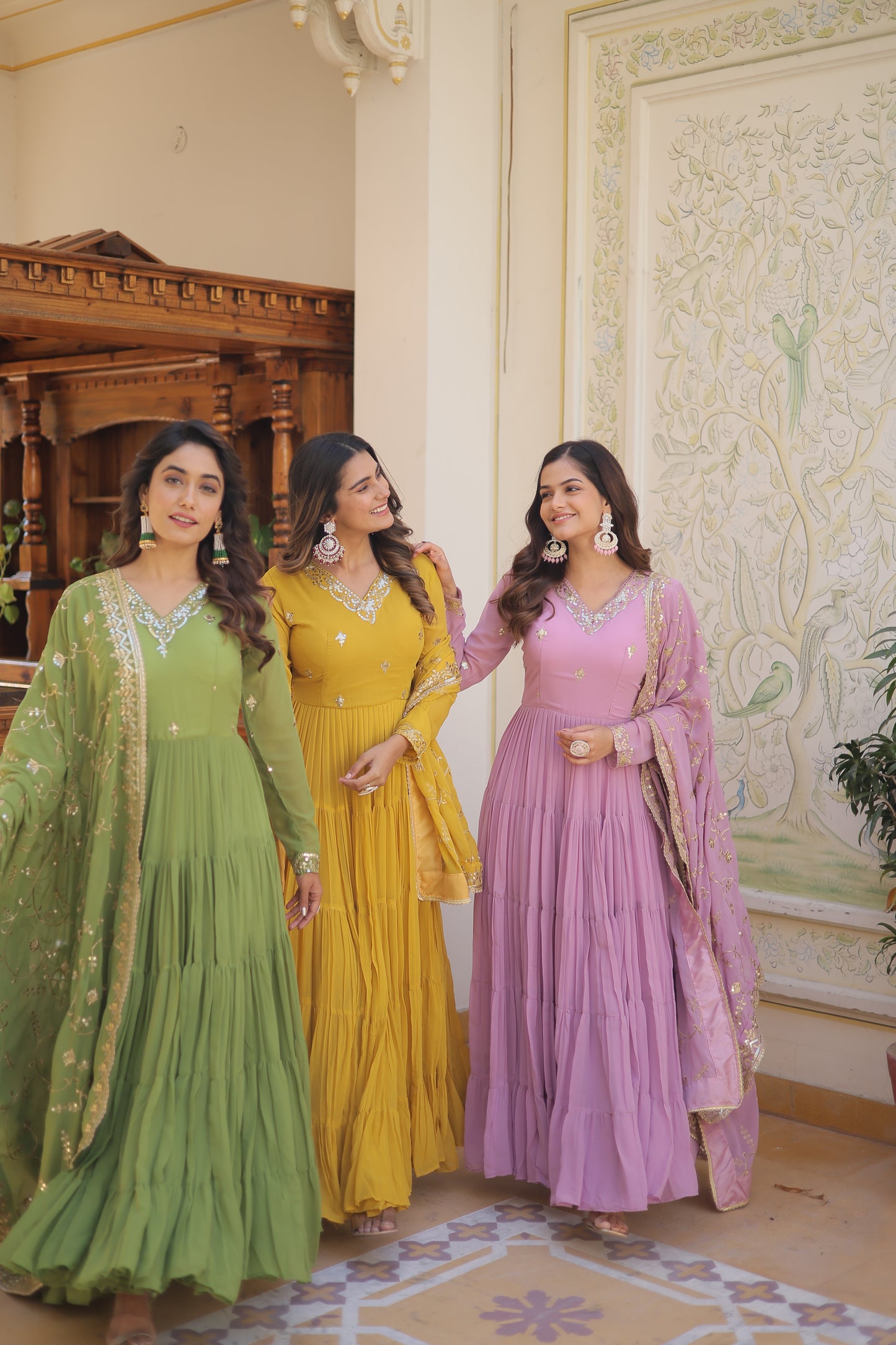 Unique color elegant and flared gown