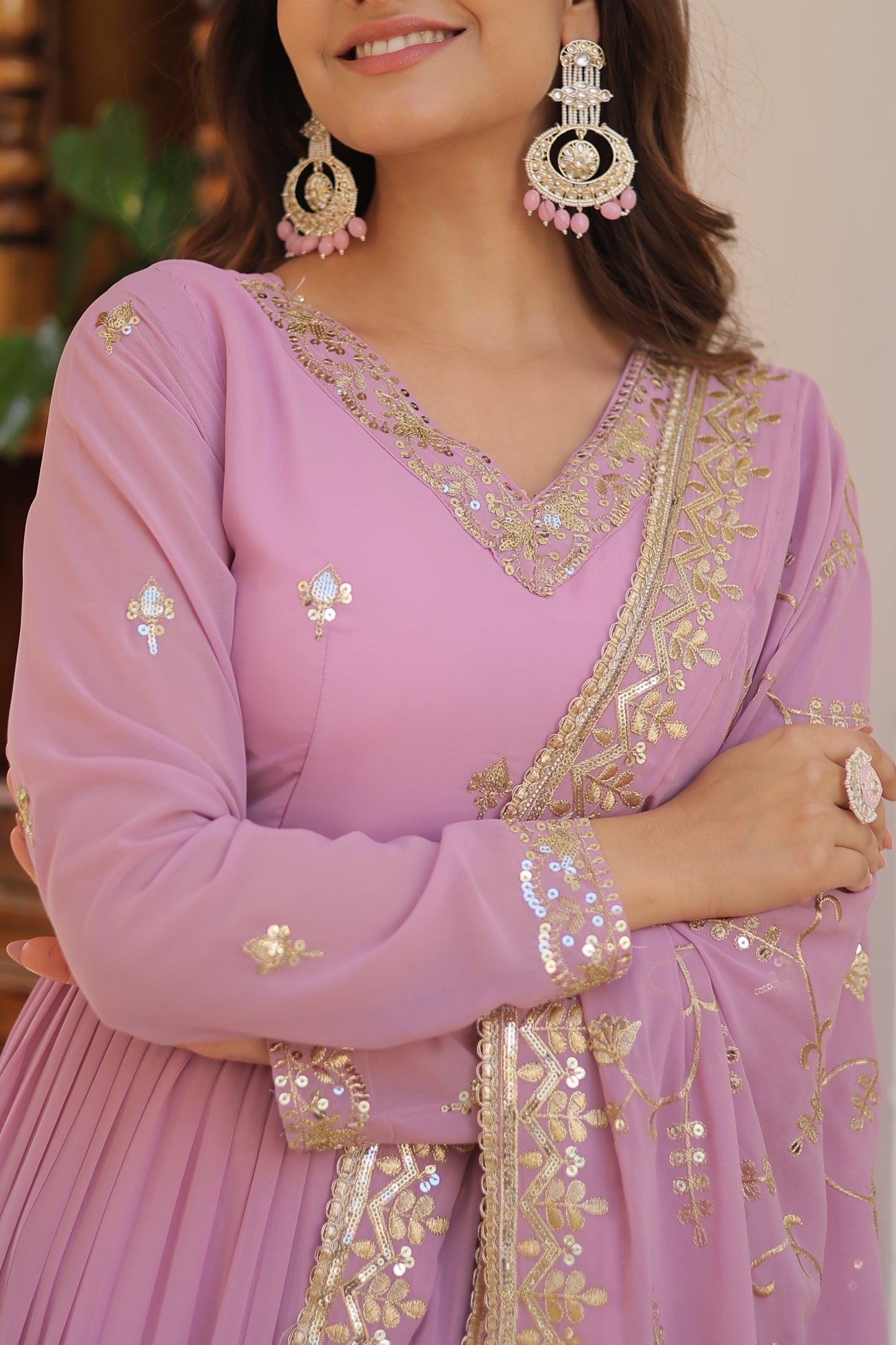 Unique color elegant and flared gown