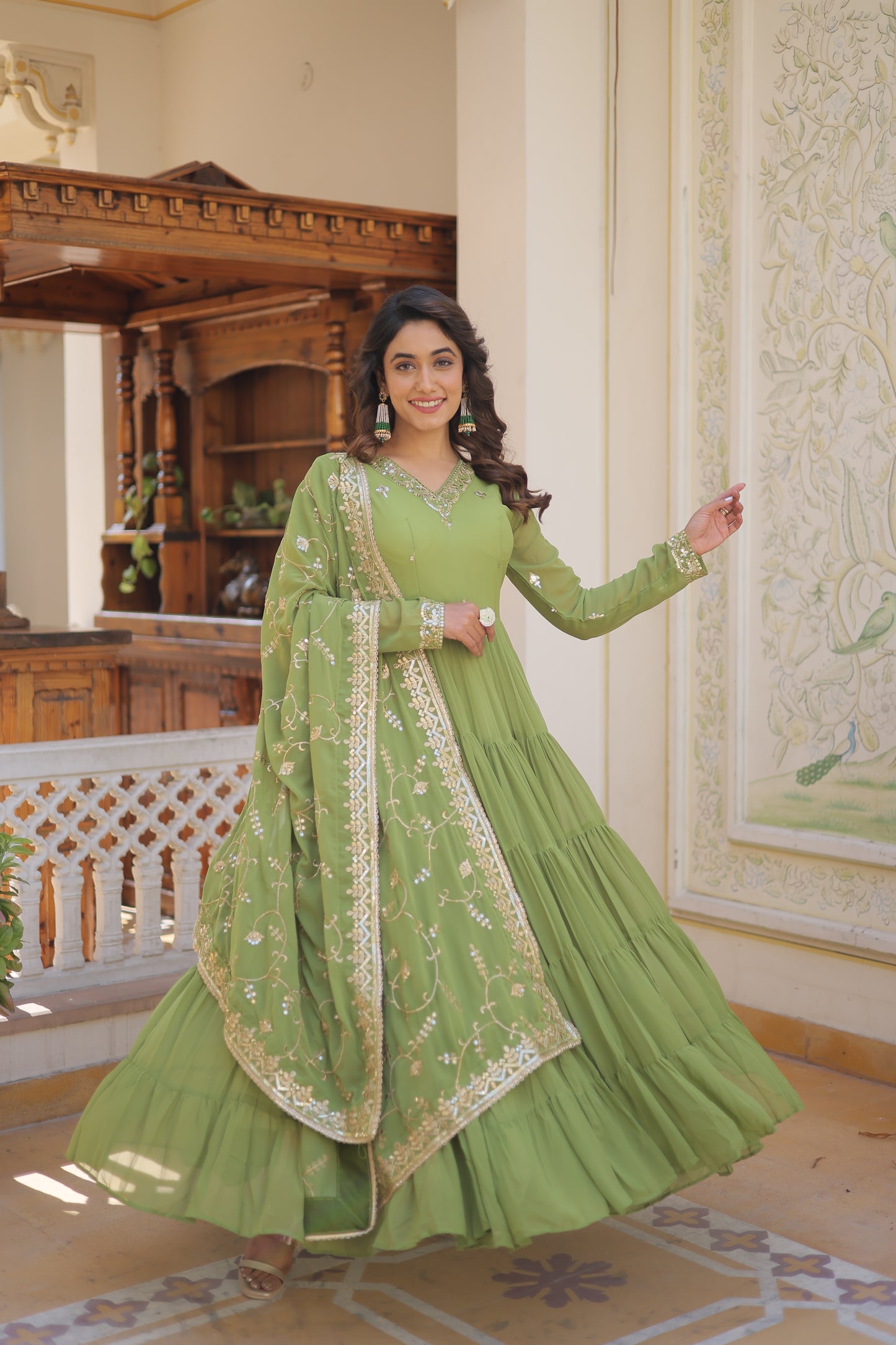 Unique color elegant and flared gown