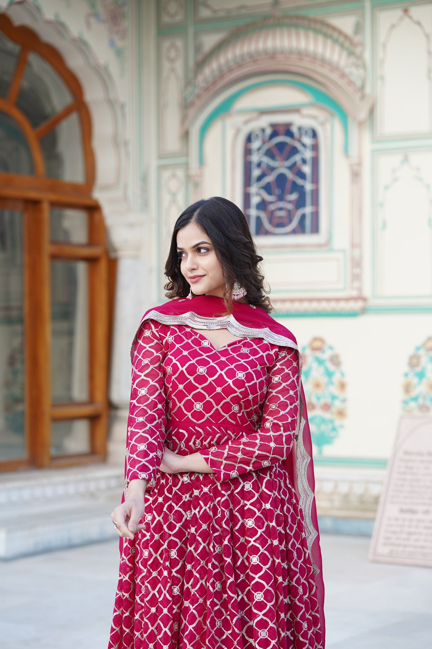 Faux Blooming Gown with Sequins Embroidered work