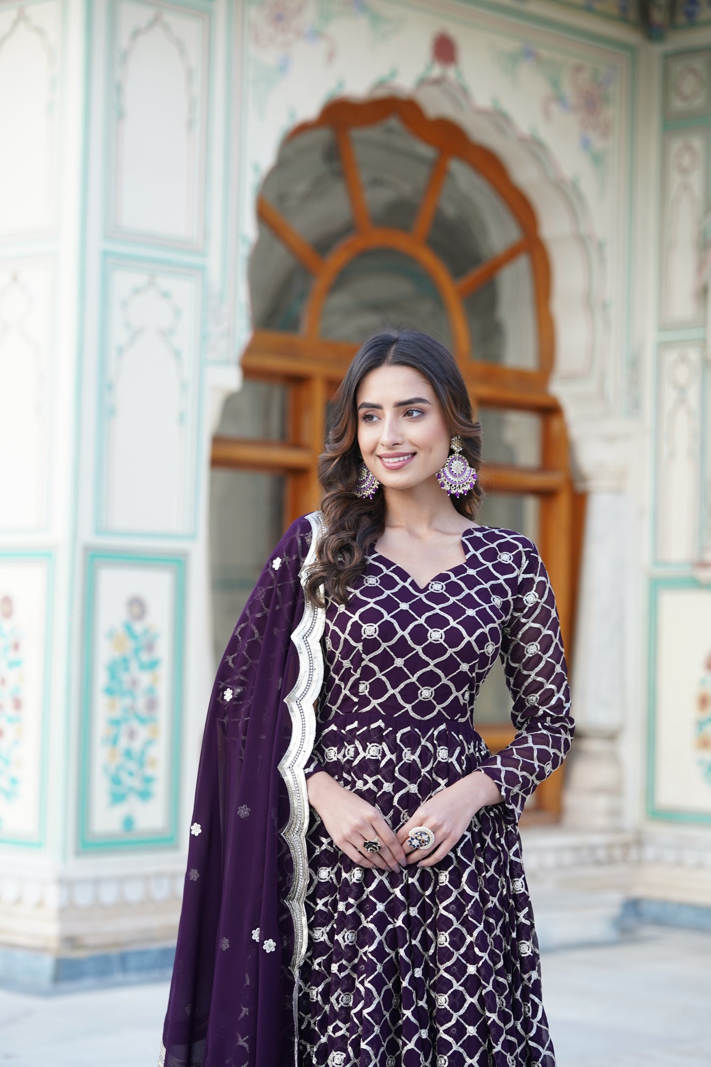 Faux Blooming Gown with Sequins Embroidered work