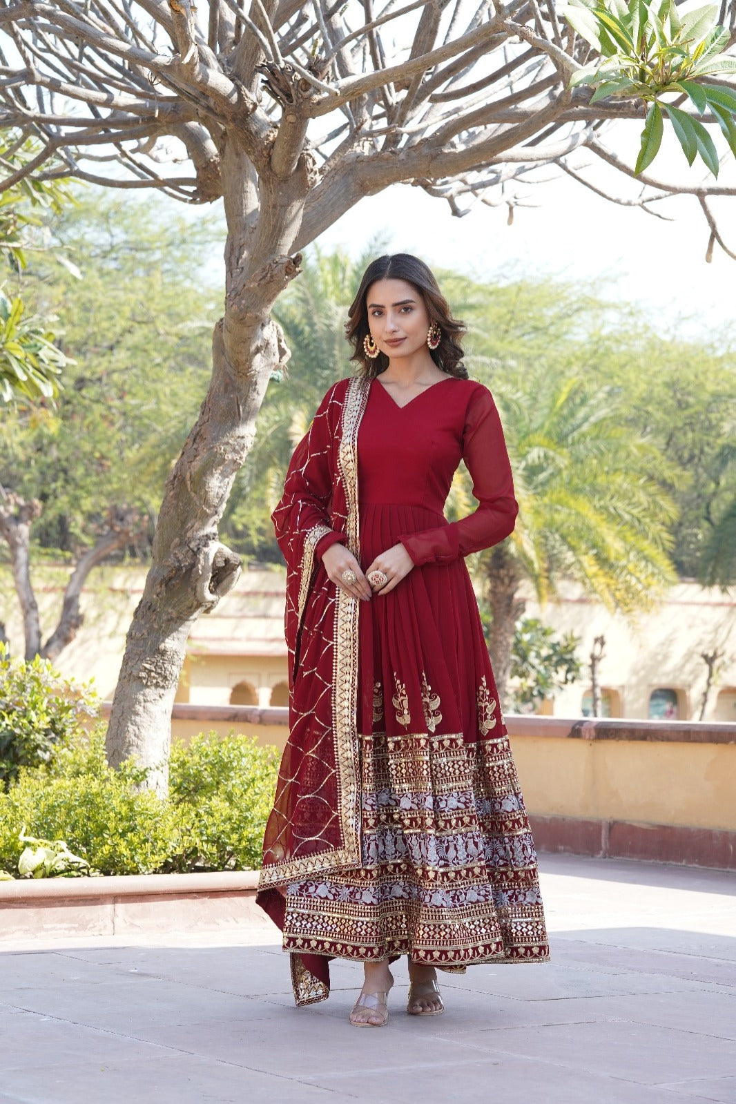 Elegant and beautiful Gown with Zari, Sequins and threadwork