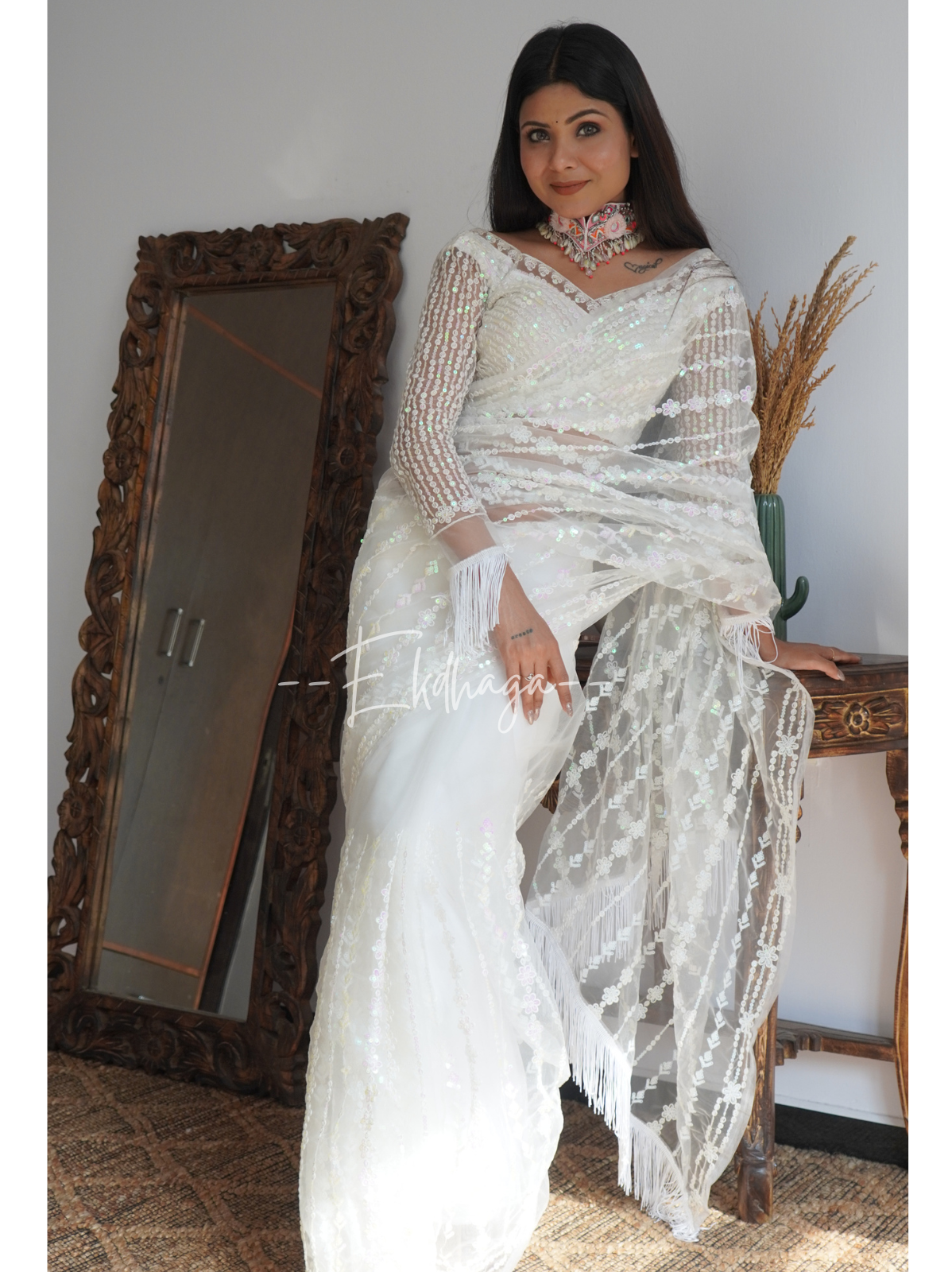 Mono Net Sequins Designer Saree