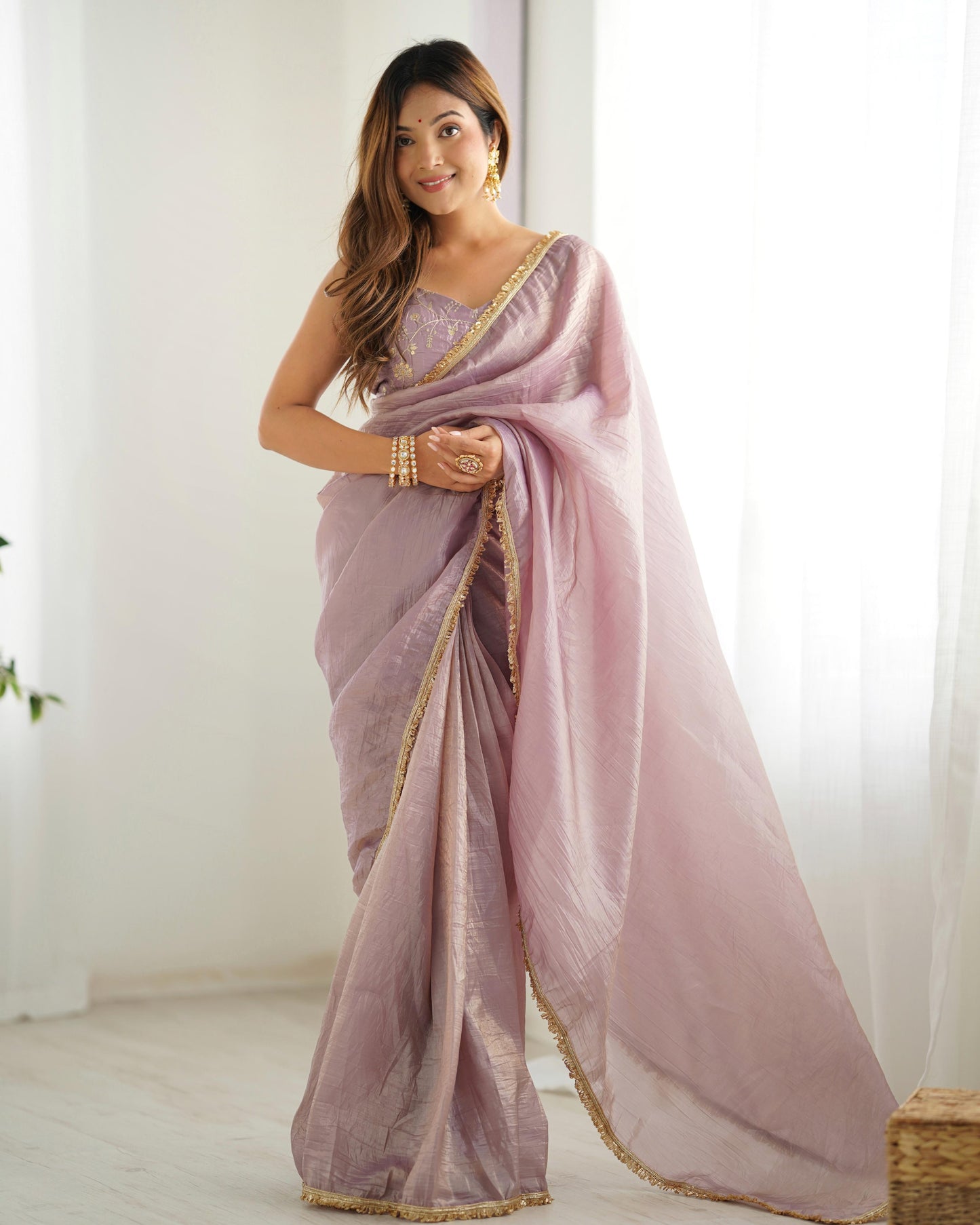 Solid colour Tissue Silk Saree
