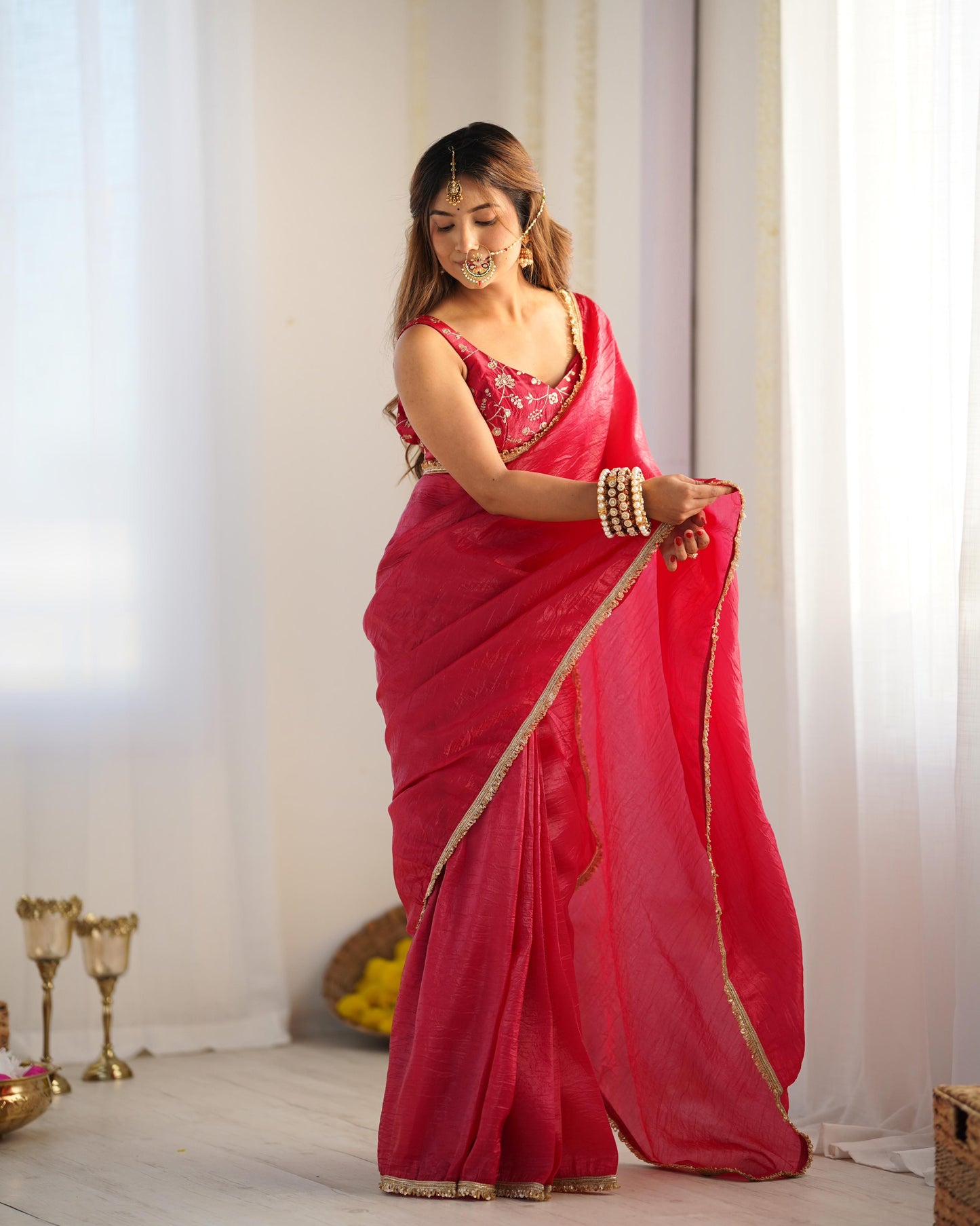 Solid colour Tissue Silk Saree