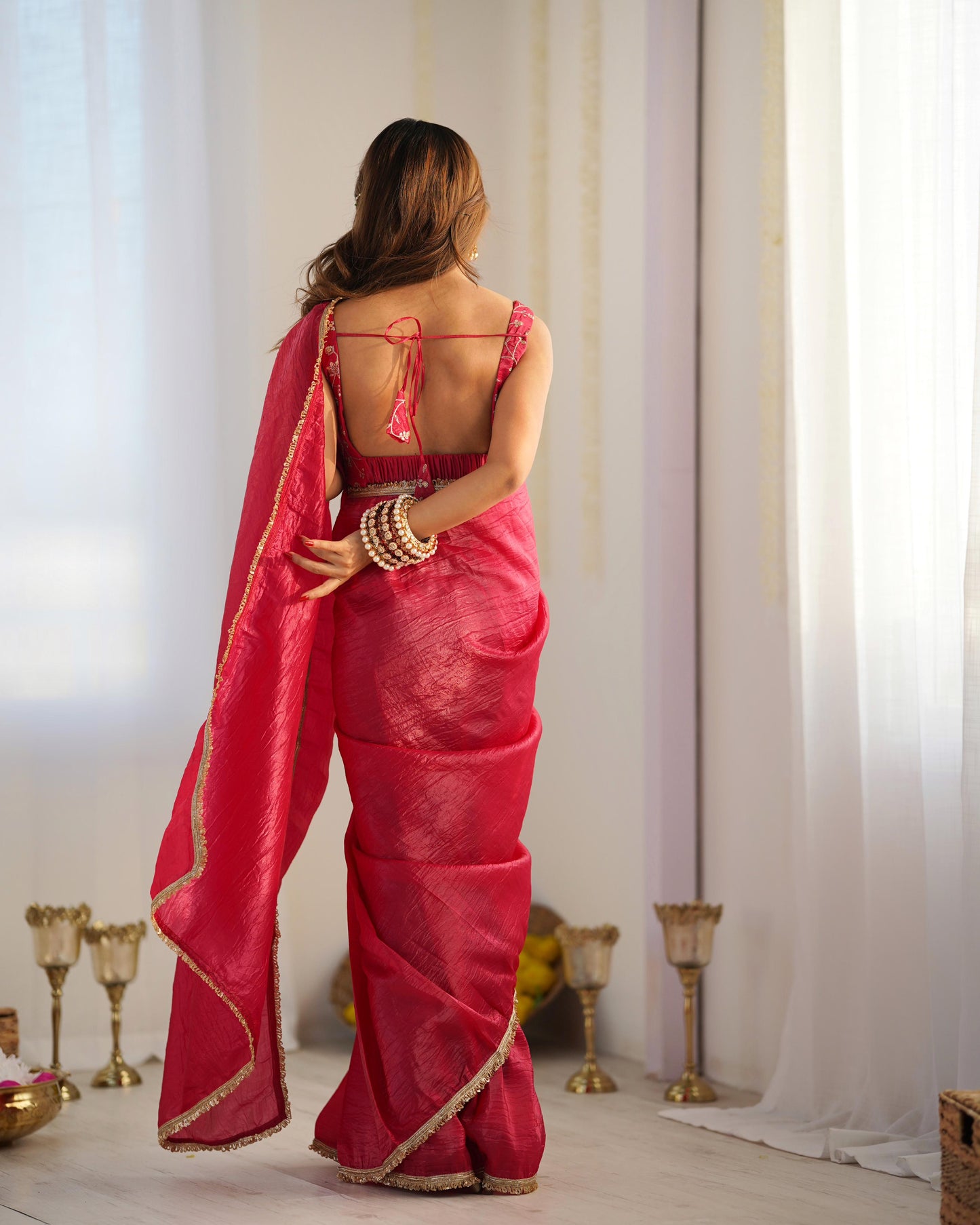 Solid colour Tissue Silk Saree