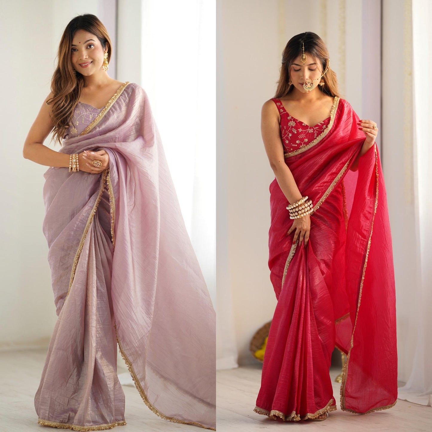 Solid colour Tissue Silk Saree