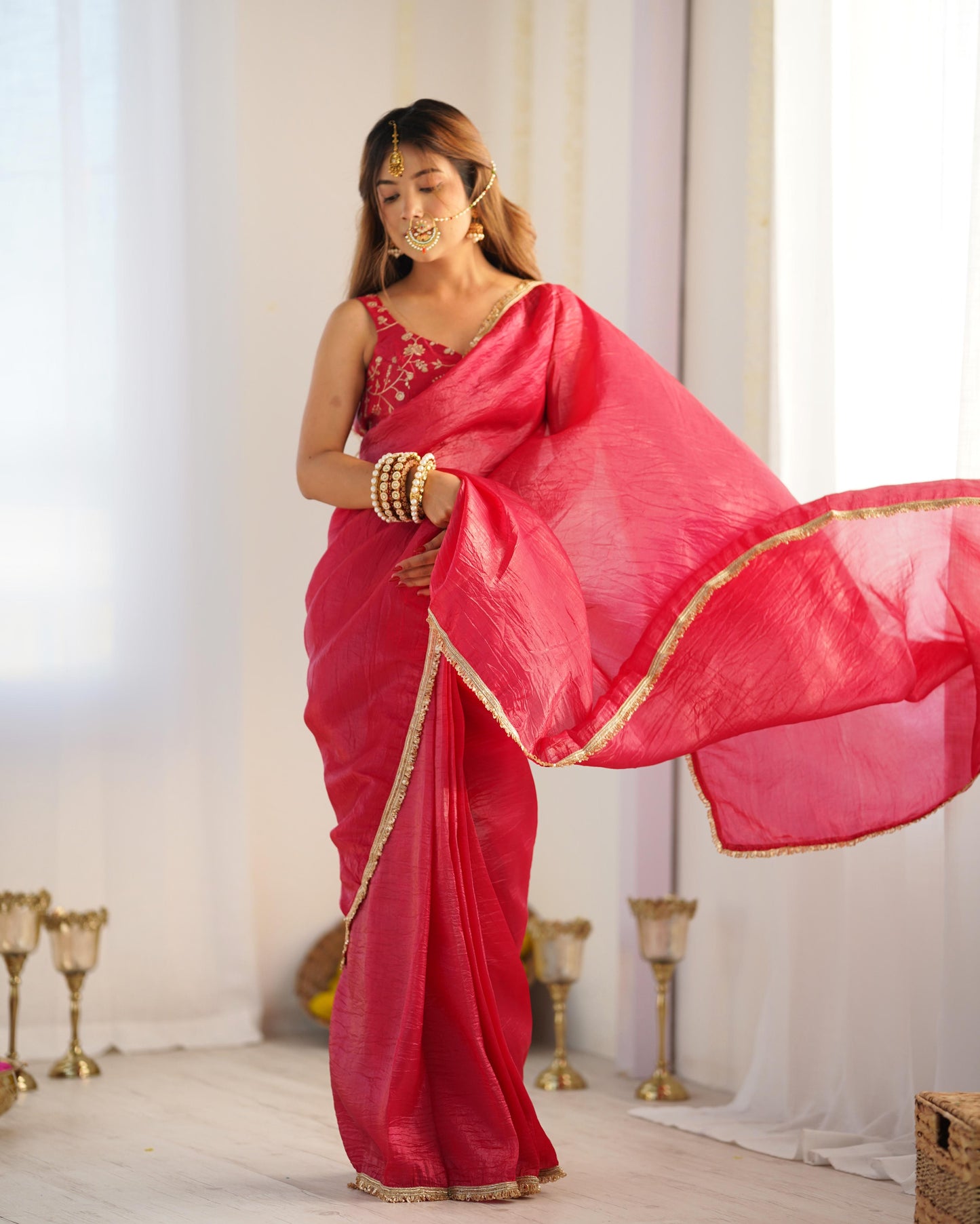 Solid colour Tissue Silk Saree