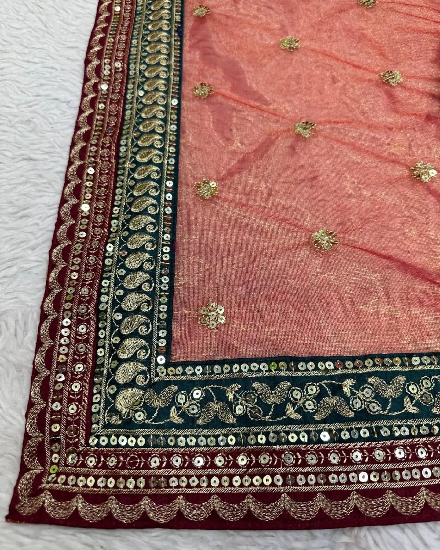 Designer net saree with sequence blouse