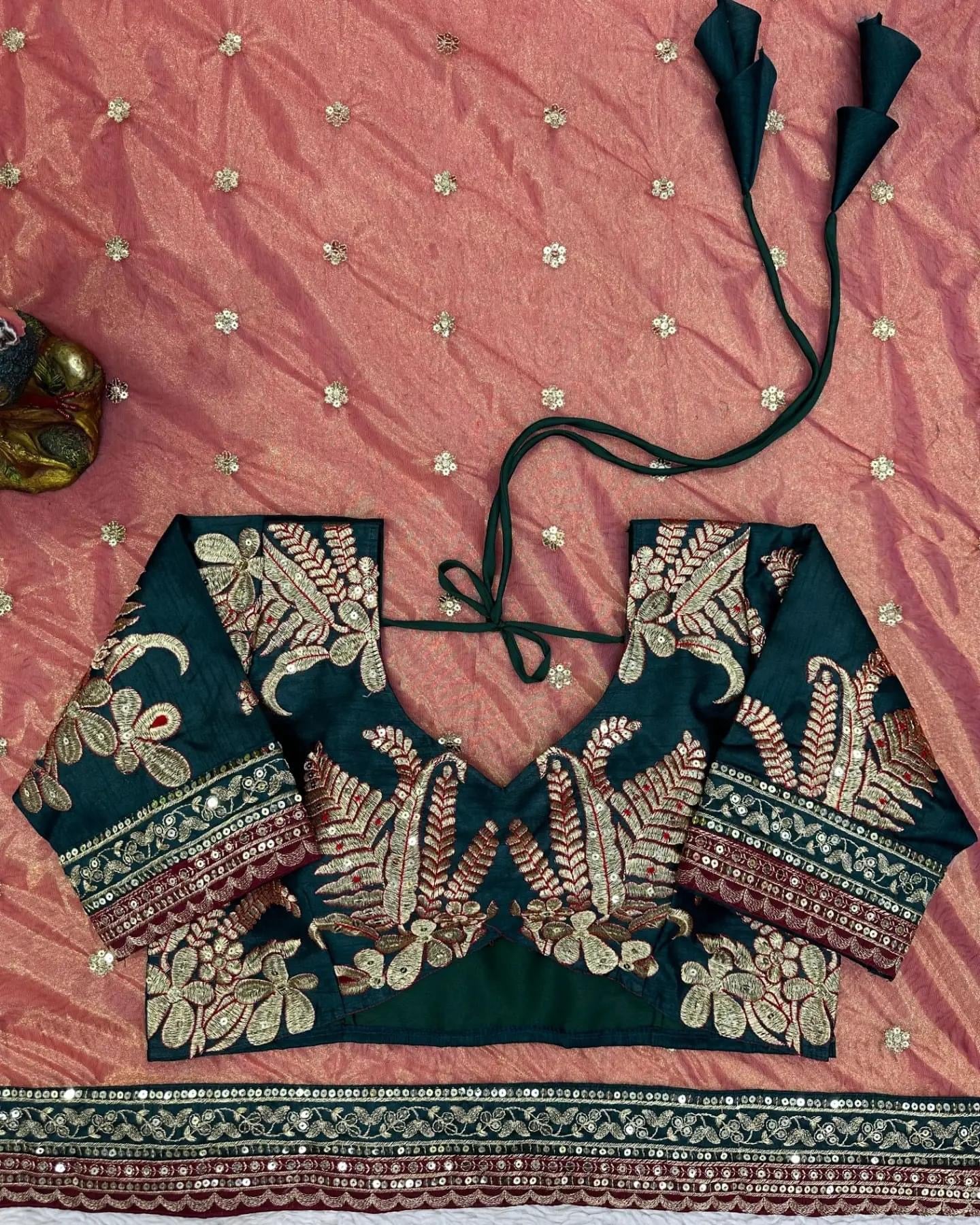 Designer net saree with sequence blouse