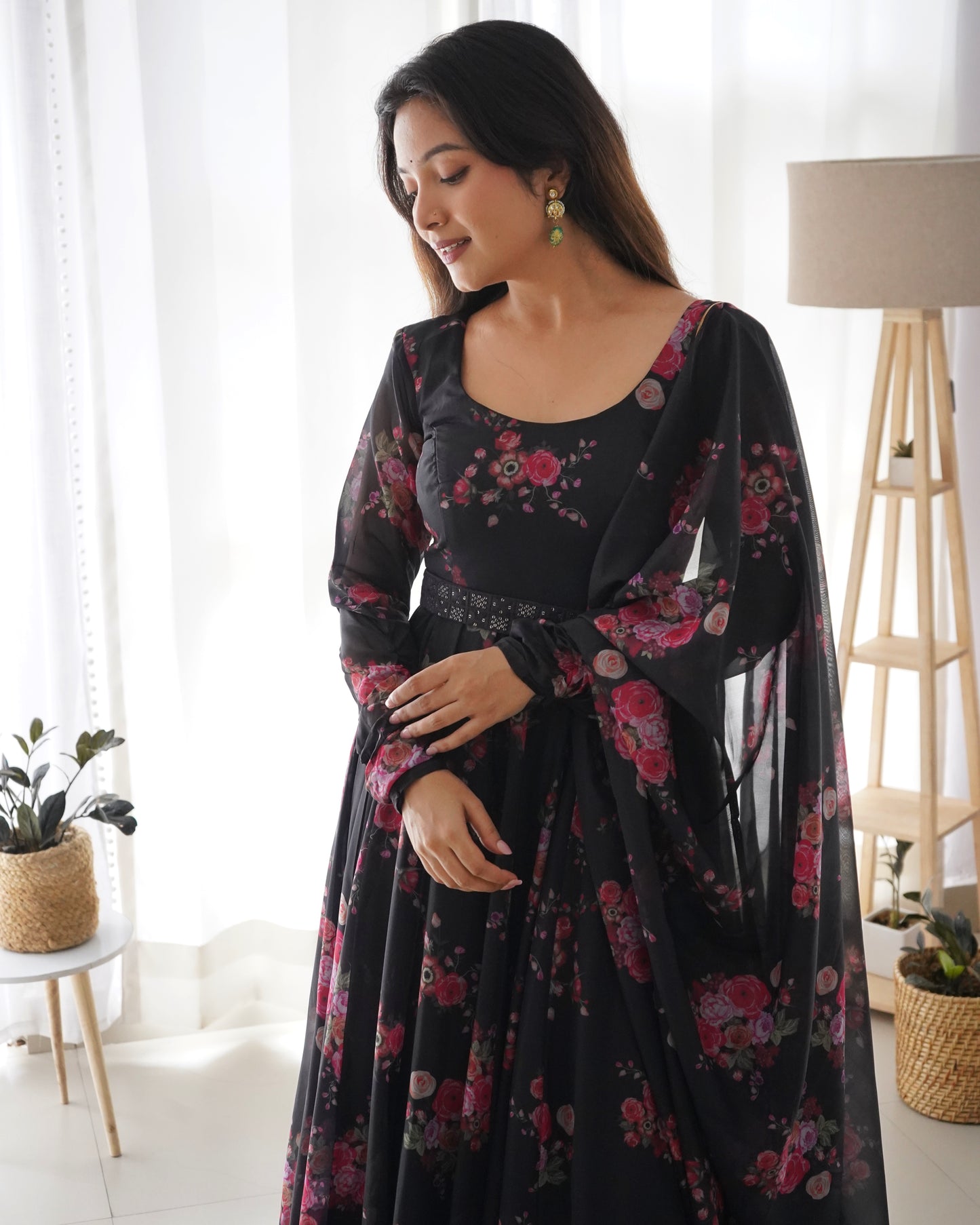 Floral Organza Anarkali cum Gown