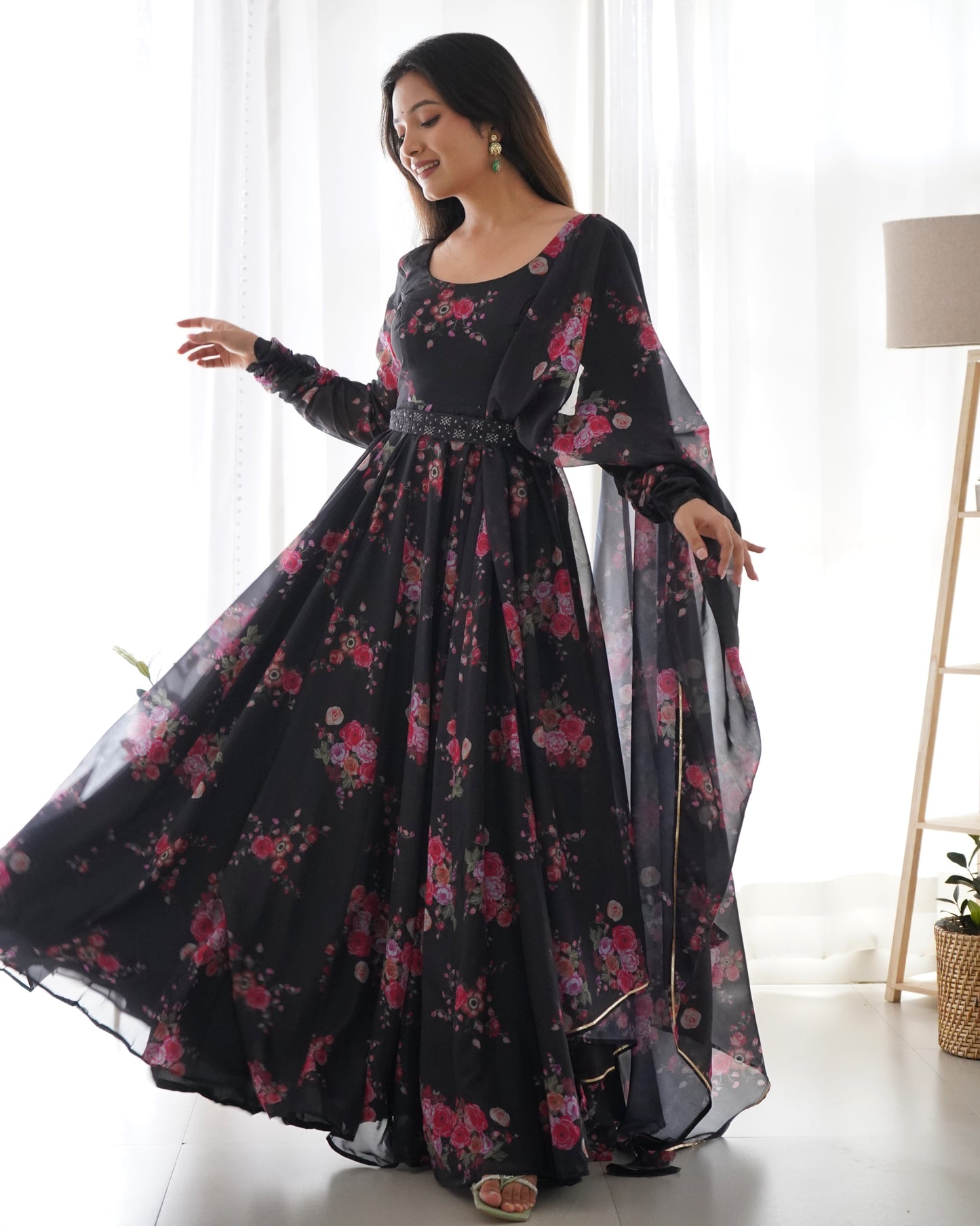 Floral Organza Anarkali cum Gown