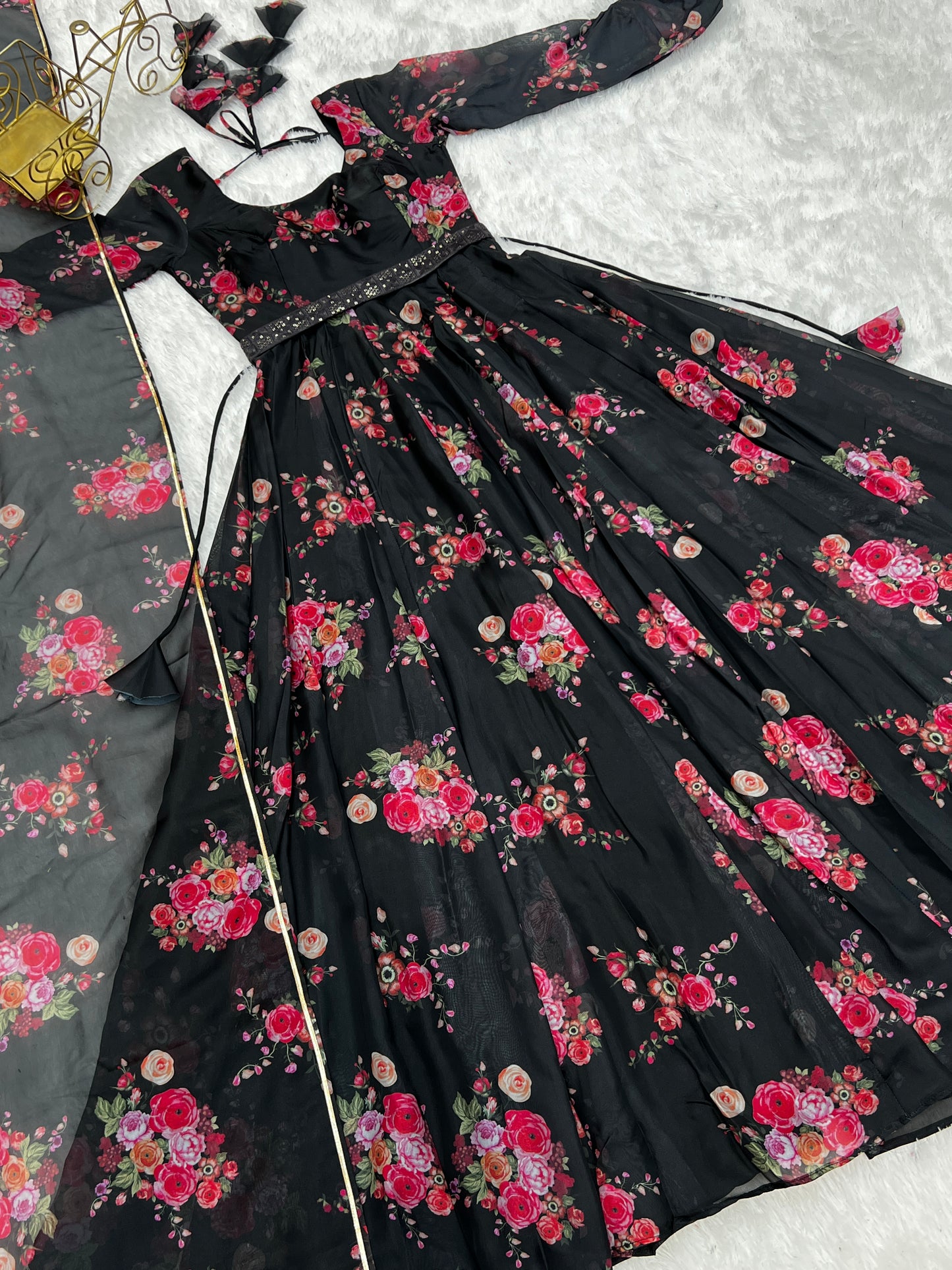 Floral Organza Anarkali cum Gown