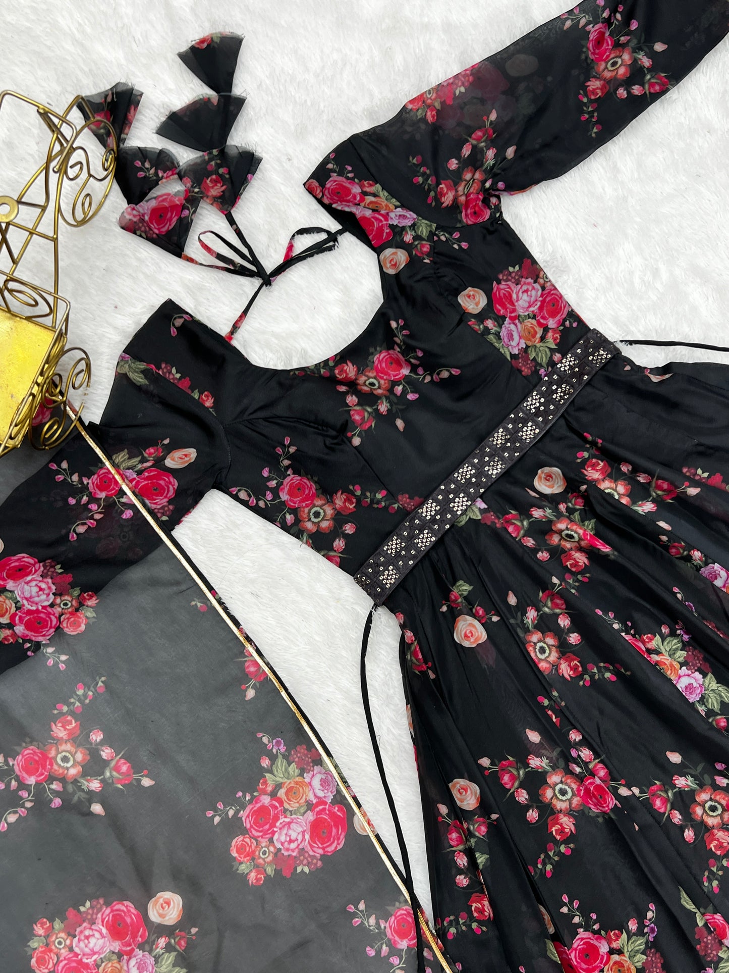 Floral Organza Anarkali cum Gown