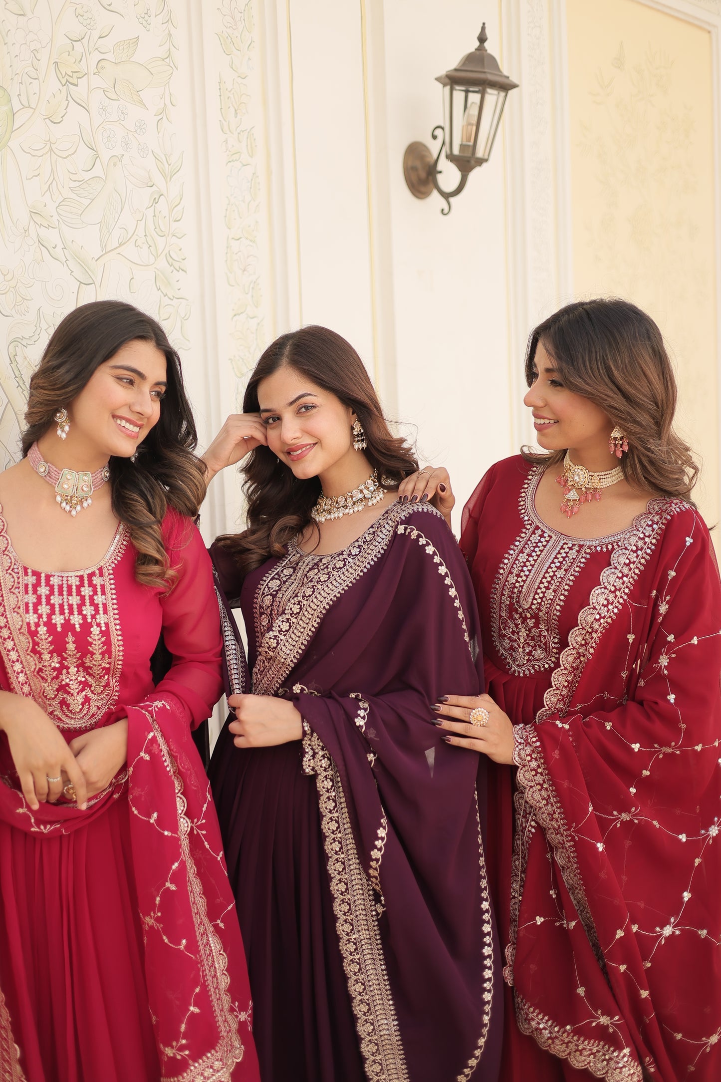 Gown with Embroidered and Cut work dupatta