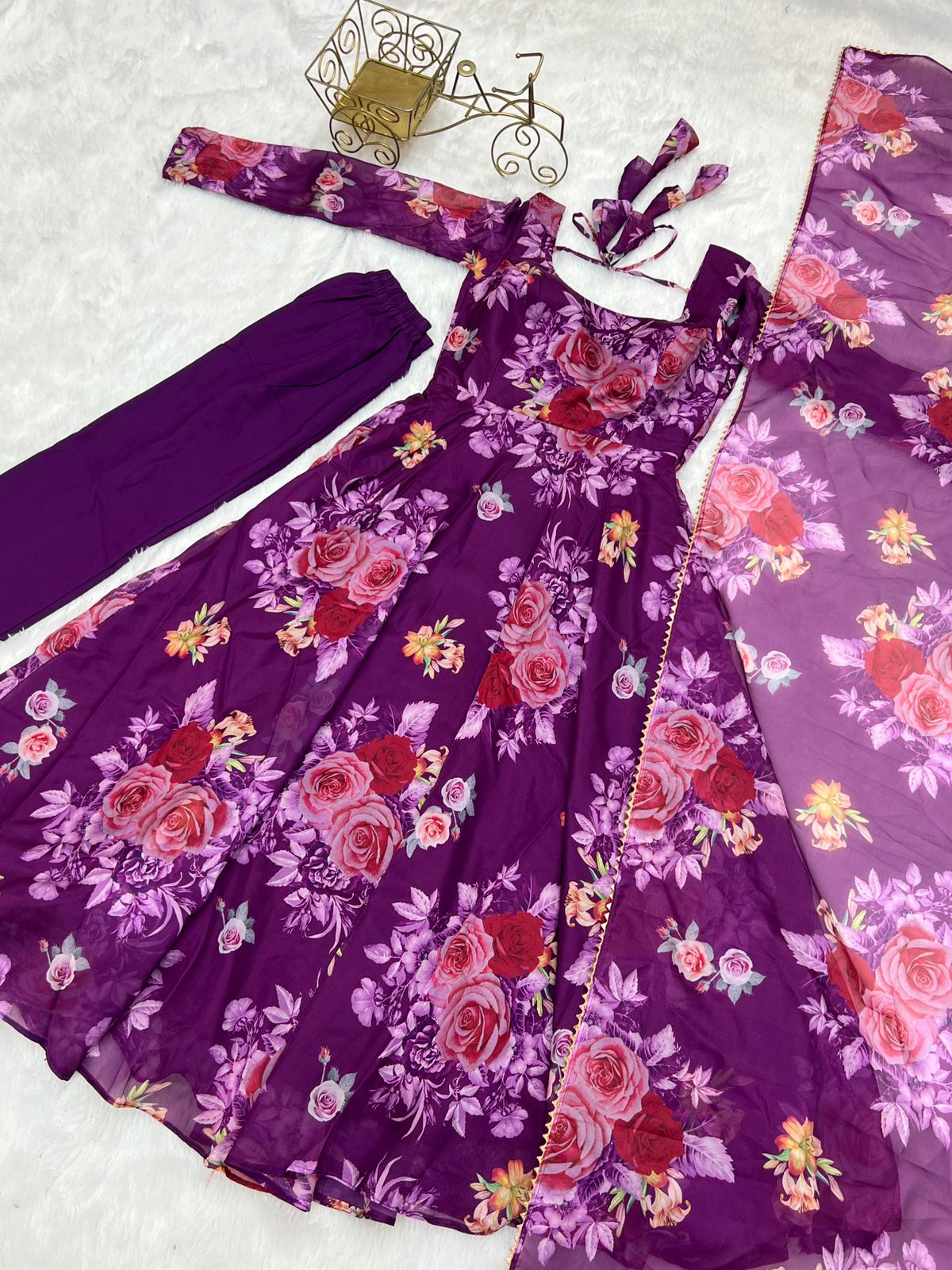 Purple floral Anarkali