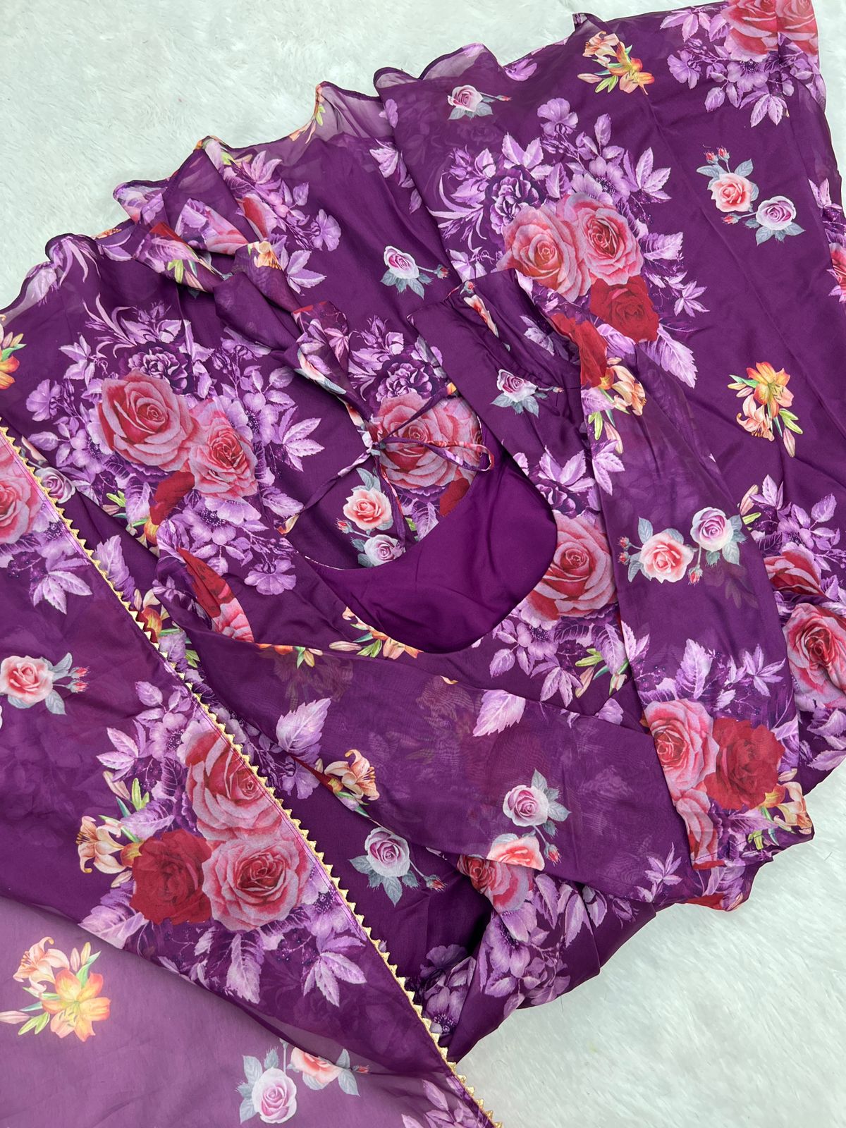 Purple floral Anarkali