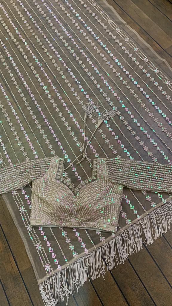 Mono Net Sequins Designer Saree