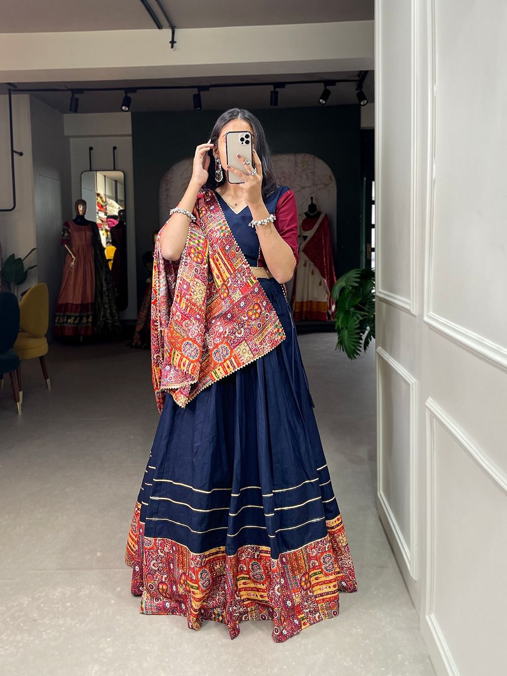 Blue Printed Lehenga