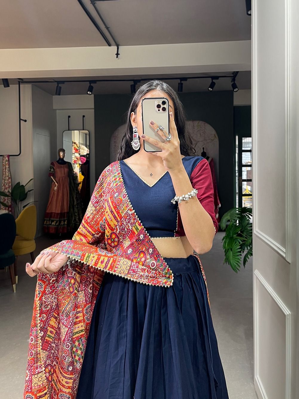 Blue Printed Lehenga