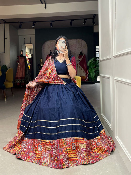 Blue Printed Lehenga