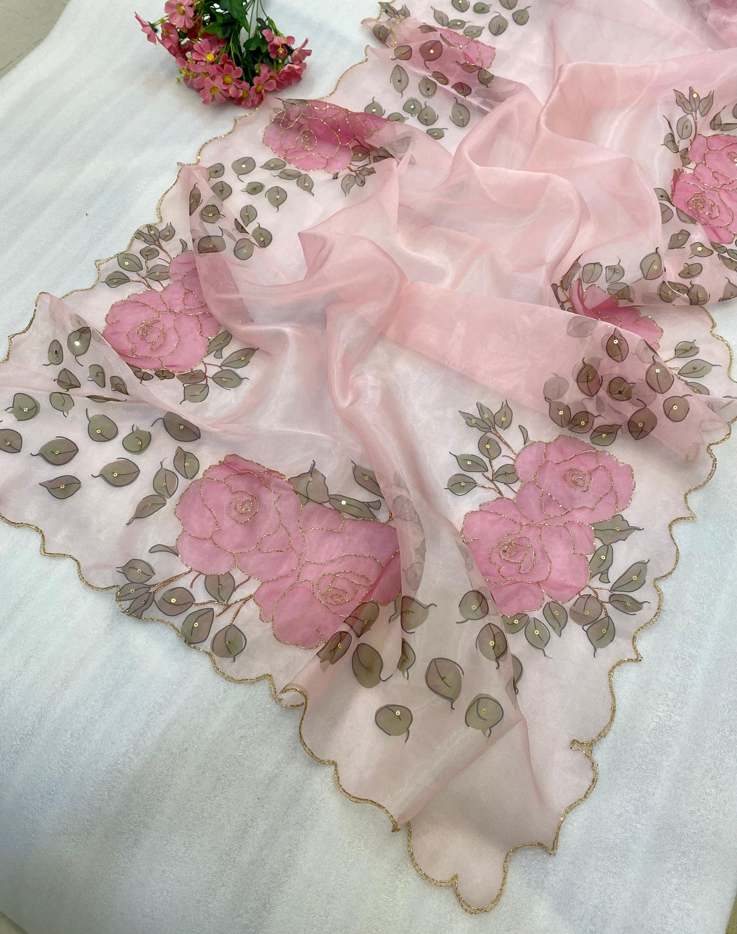 Organza Rose saree