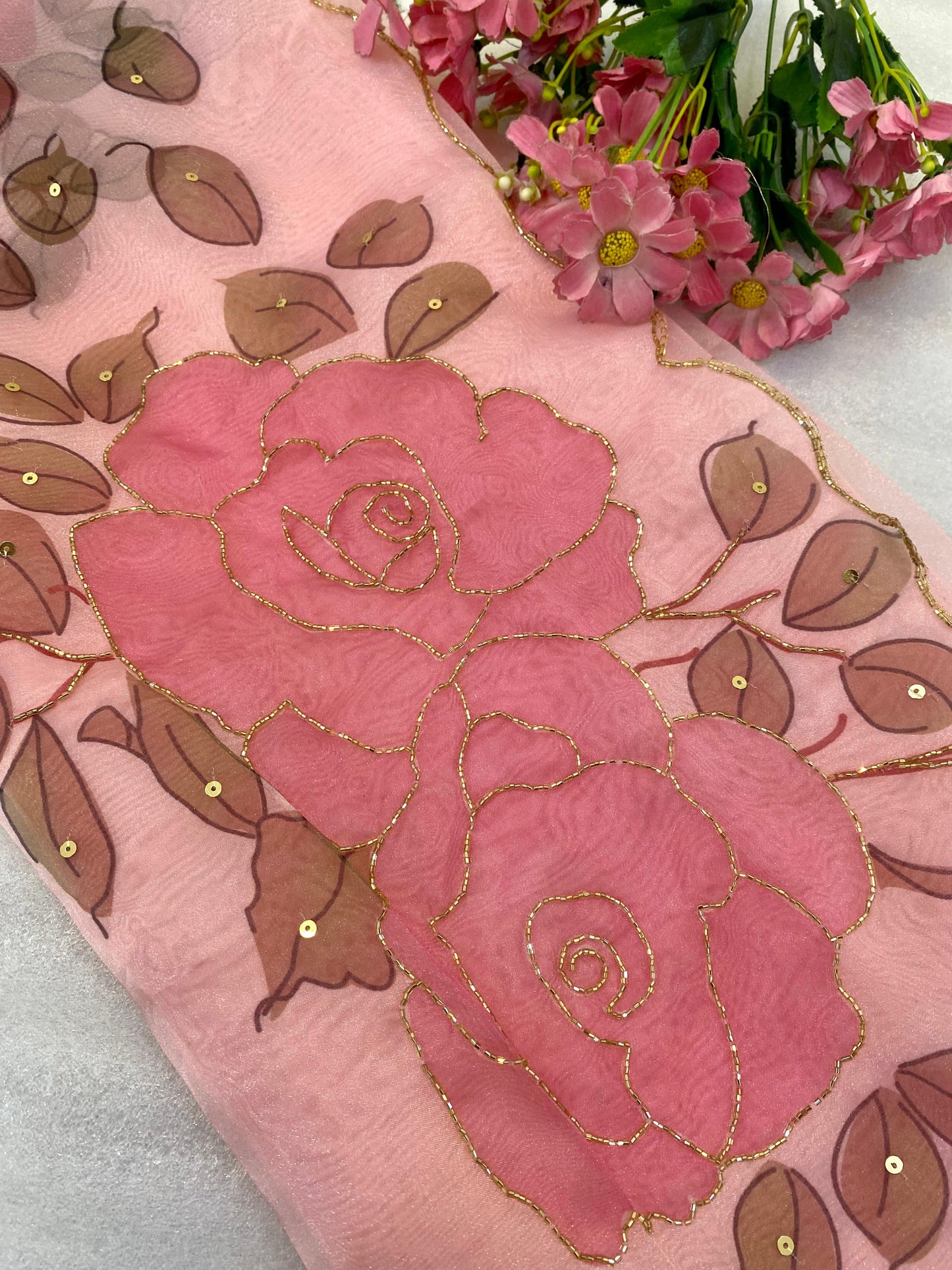 Organza Rose saree