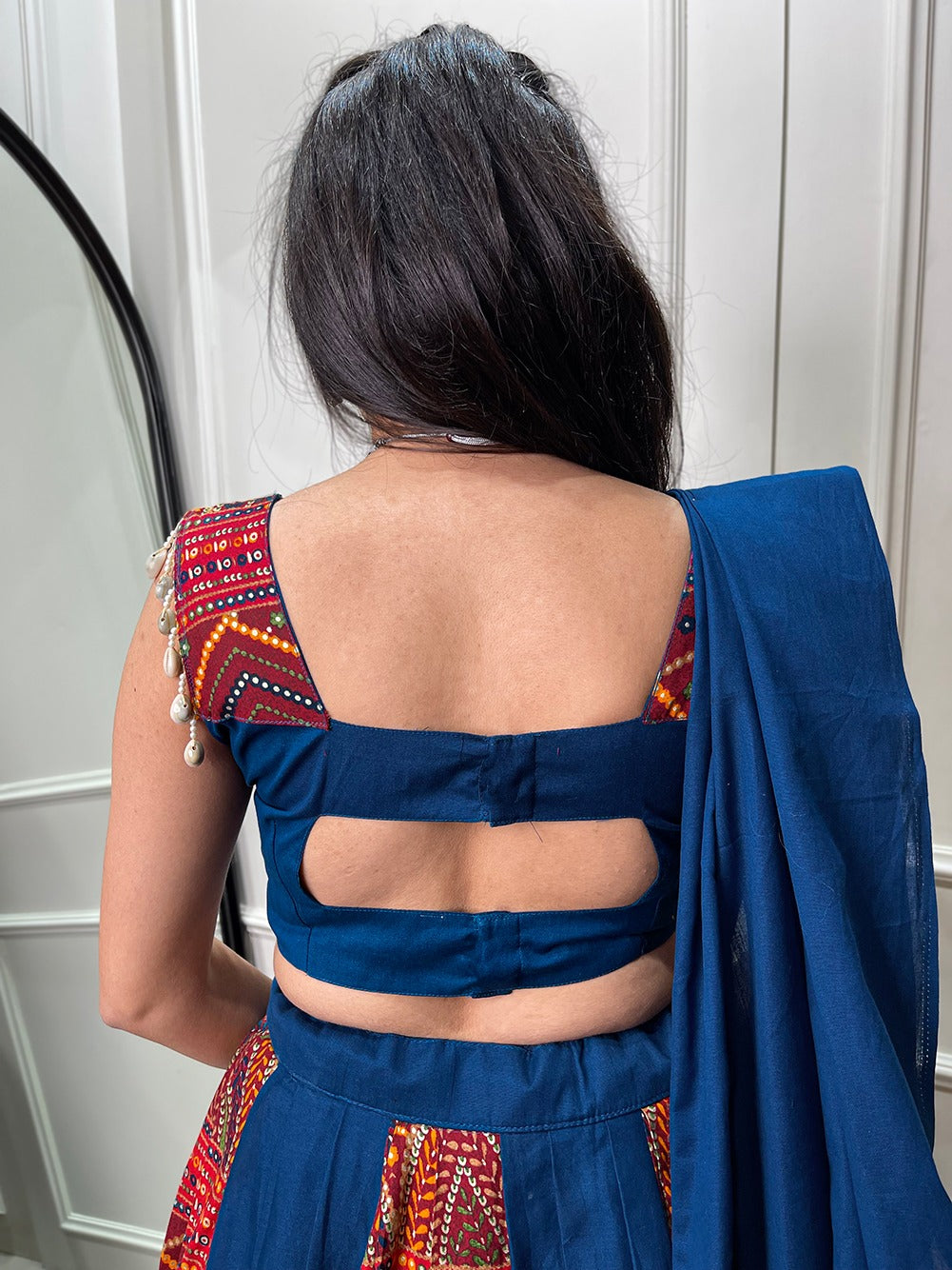 Blue and red Garba Chania Choli
