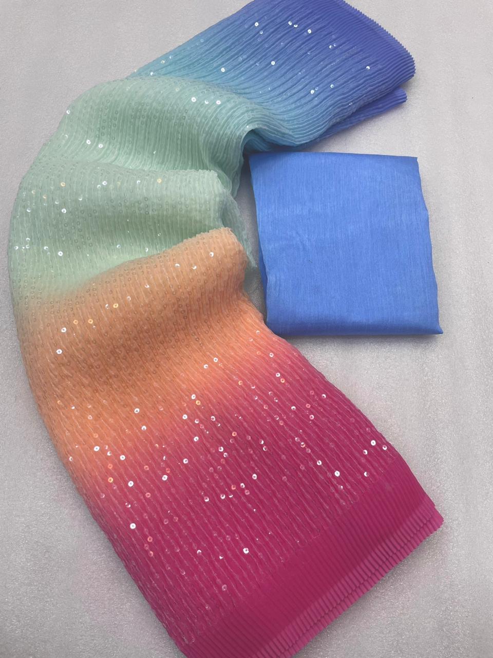 Alia Bhatt Pastel Saree in Crush sequins